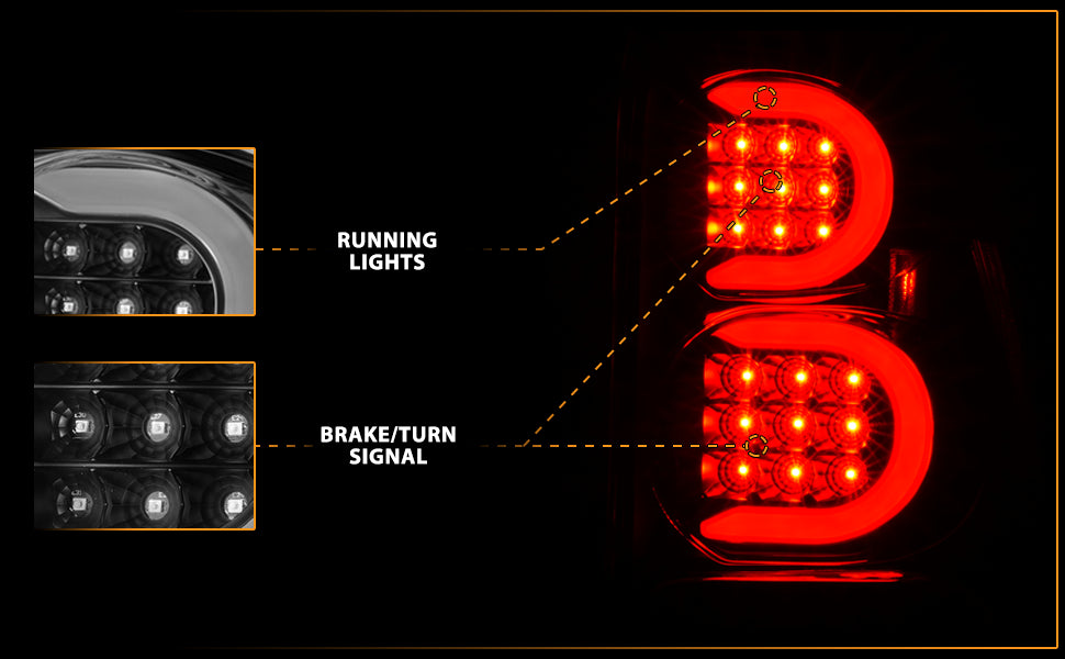 CHEVY TRAILBLAZER 02-09 LED TAIL LIGHTS BLACK HOUSING CLEAR LENS
