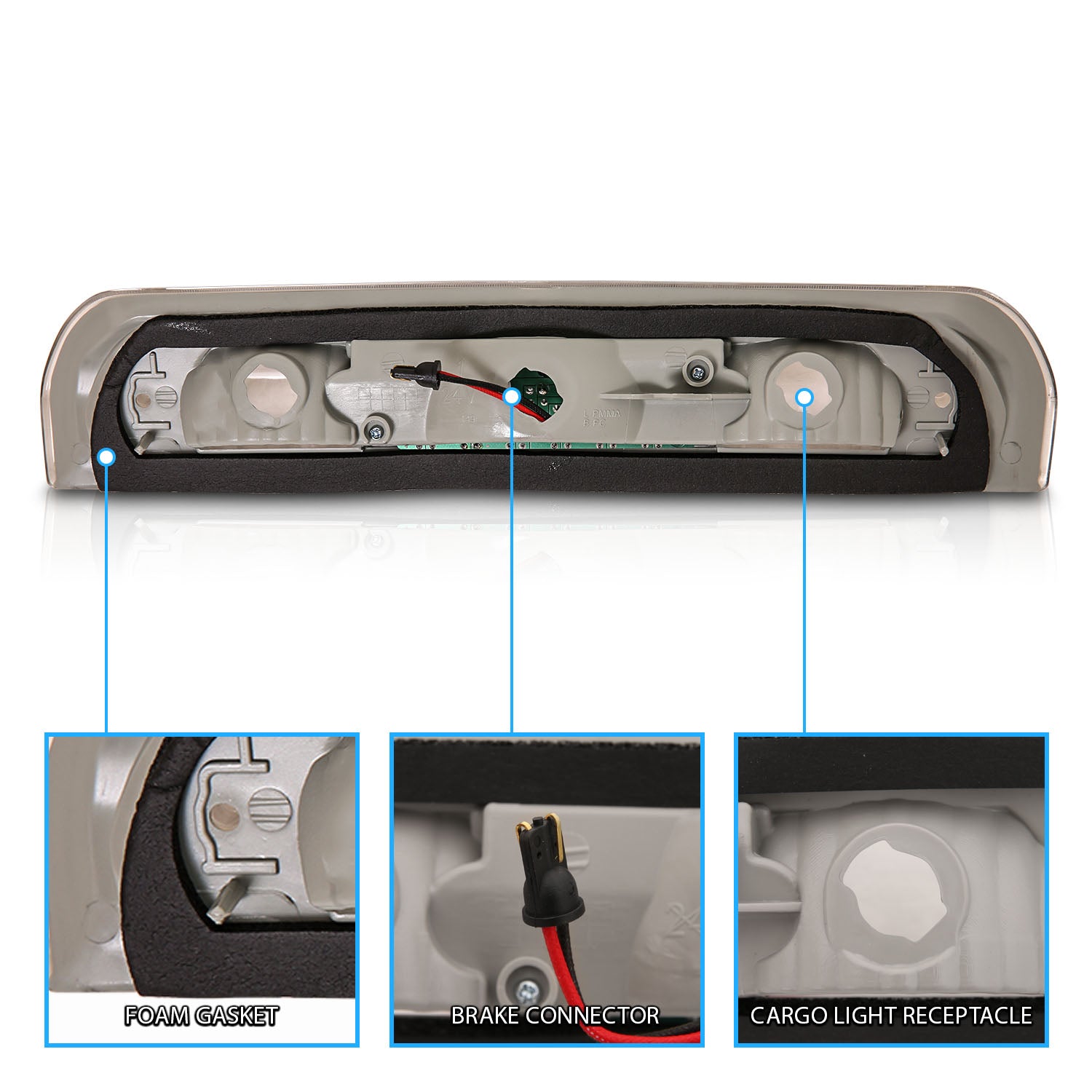 DODGE RAM 02-08 LED 3RD BRAKE LIGHT CRYSTAL LENS/RED HOUSING