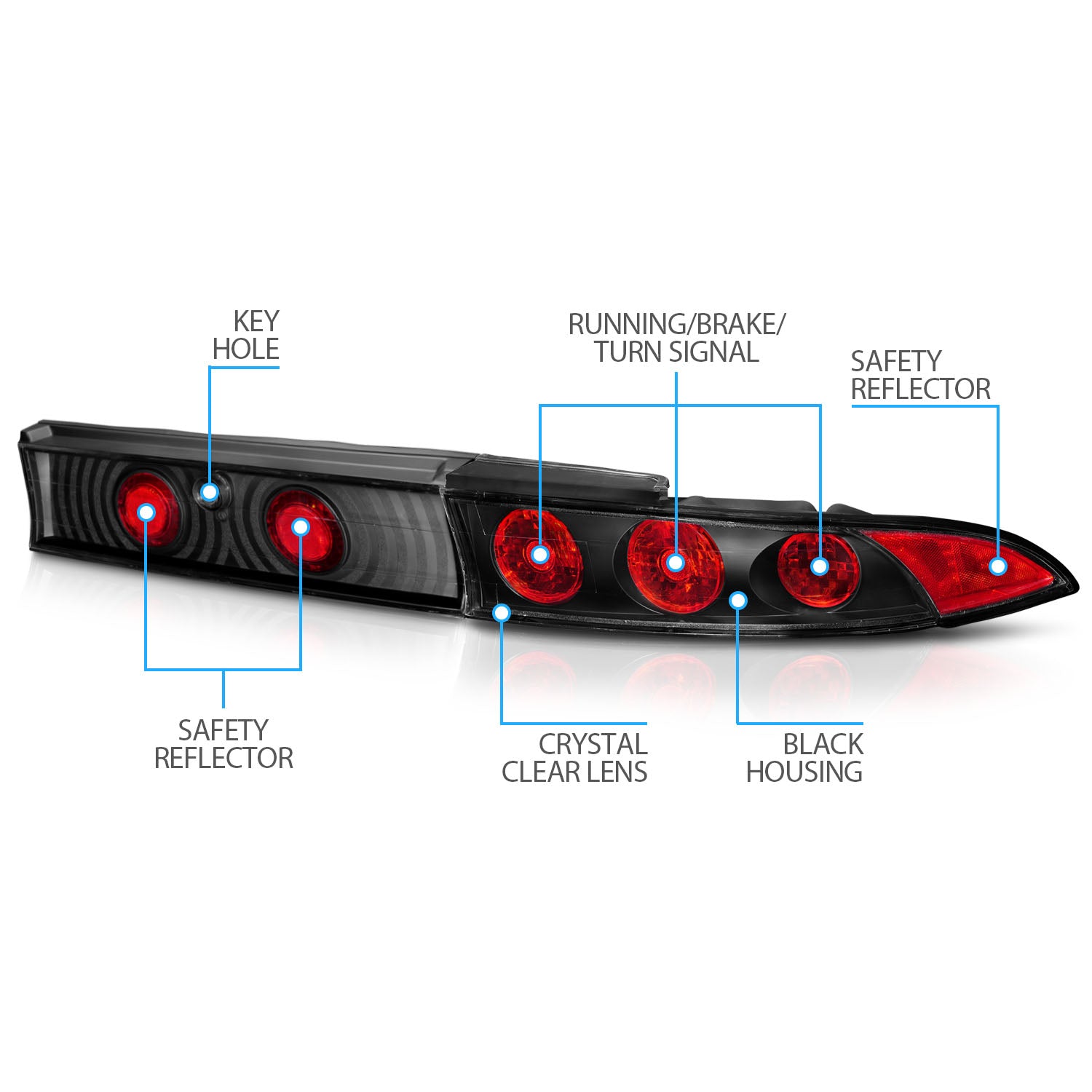 MITSUBISHI ECLIPSE 95-99 TAIL LIGHTS G2 BLACK (3PCS)