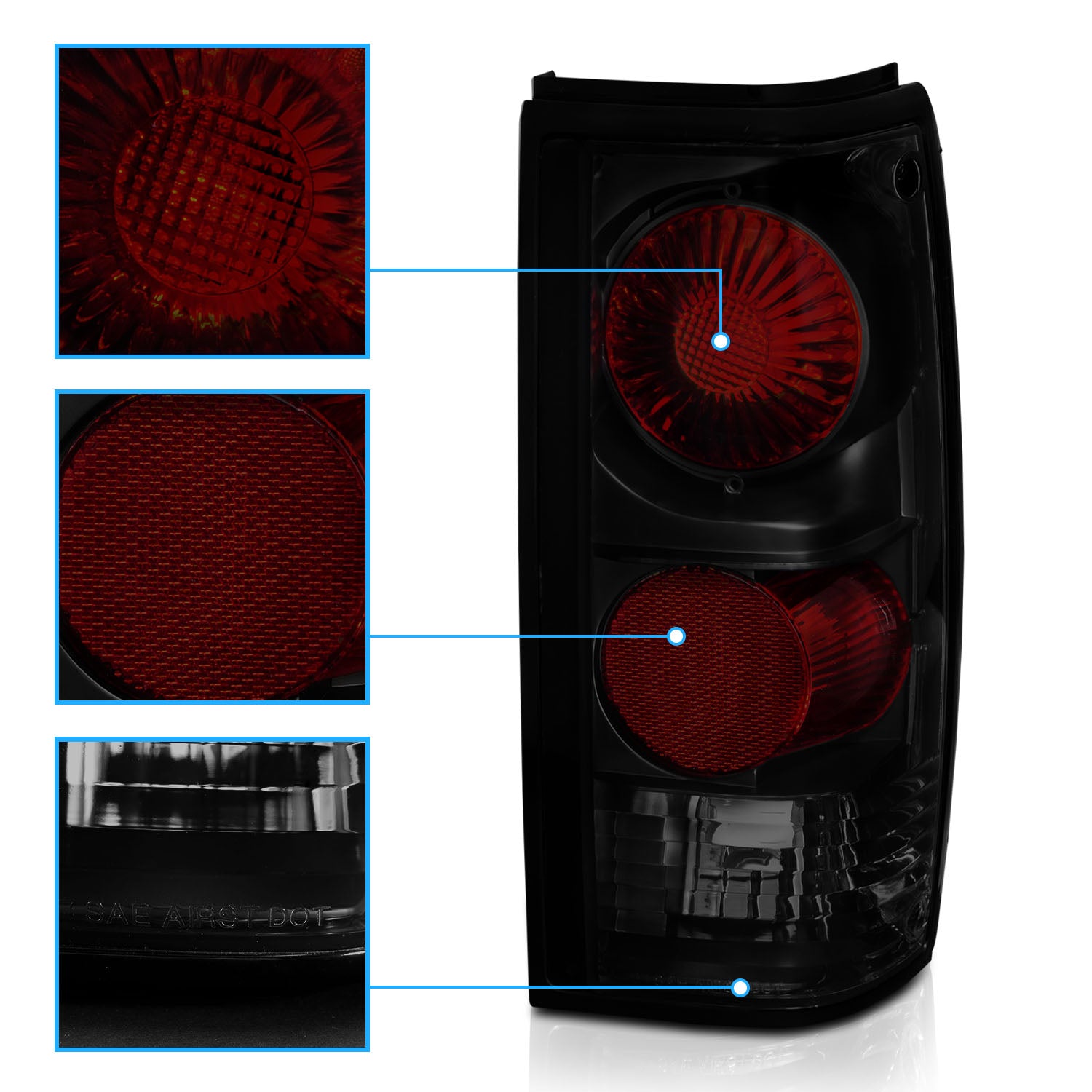 CHEVY S-10/GMC SONOMA 82-93 TAIL LIGHTS DARK SMOKE