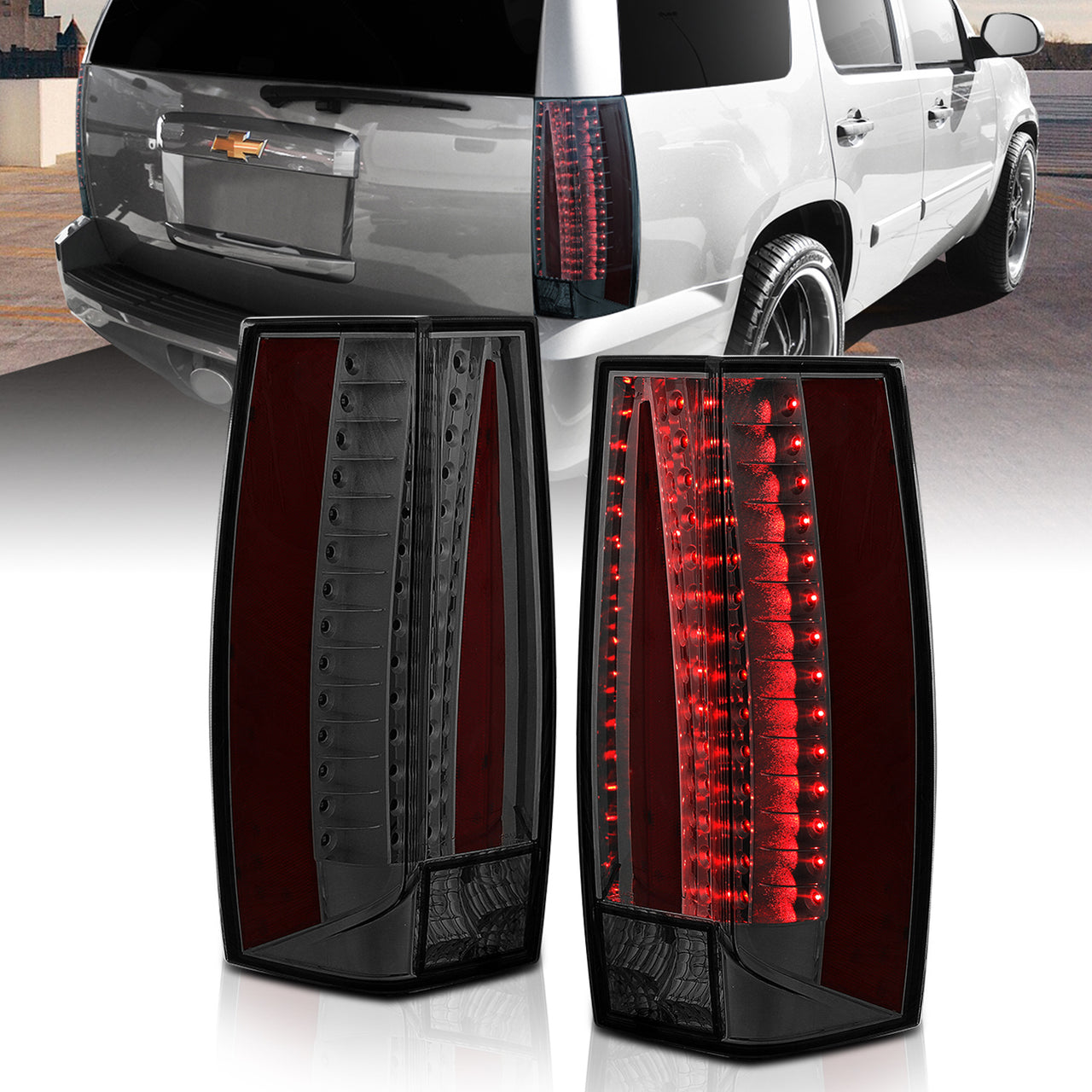 CHEVY TAHOE/SUBURBAN/YUKON/YUKON XL 07-10 LED G5 TAIL LIGHTS SMOKE (ESCALADE LOOK)