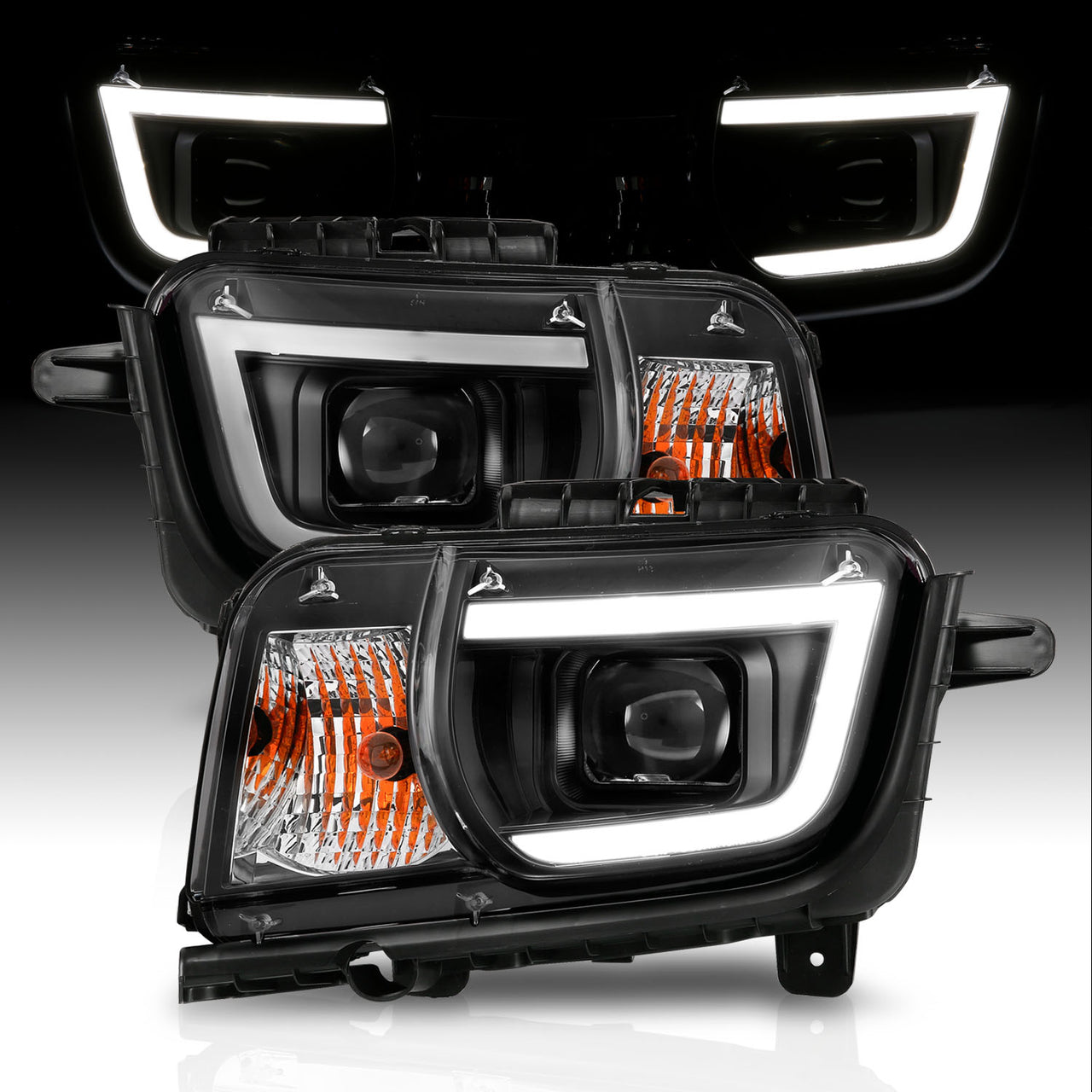 CHEVY CAMARO 10-12 PROJECTOR LIGHT BAR STYLE BLACK CLEAR