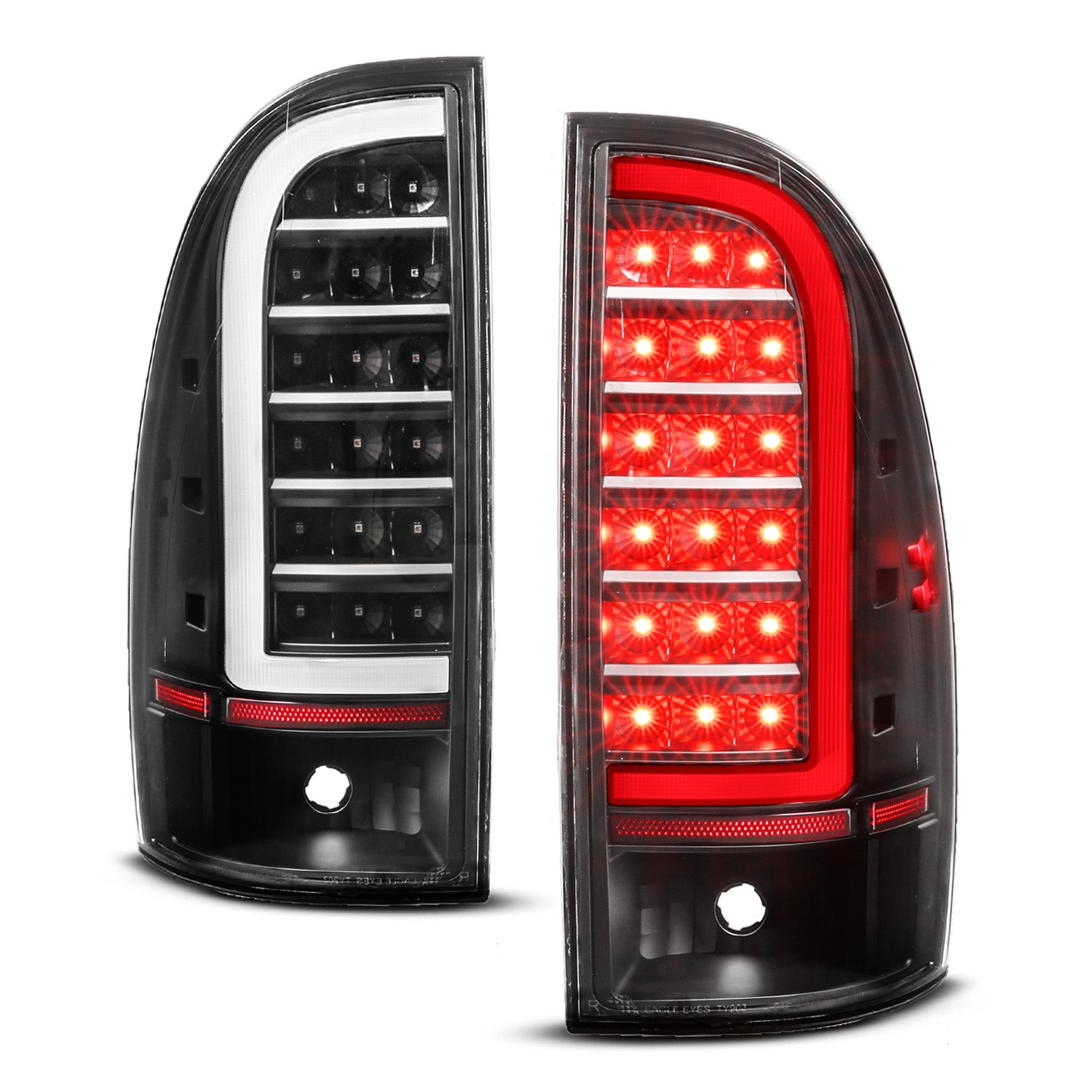 TOYOTA TACOMA 05-15 LED TAIL LIGHTS BLACK HOUSING CLEAR LENS (W/ C LIGHT BAR)