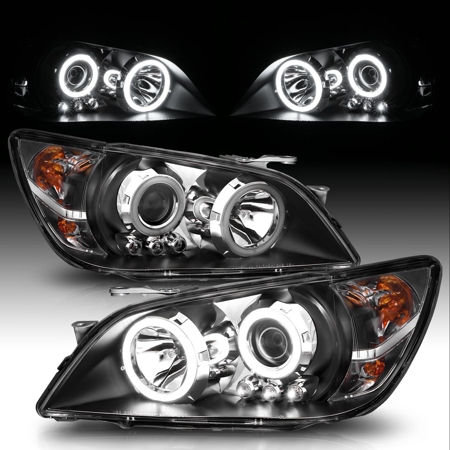 LEXUS IS 300 01-05 PROJECTOR HEADLIGHTS HALO BLACK CLEAR (RX HALO)