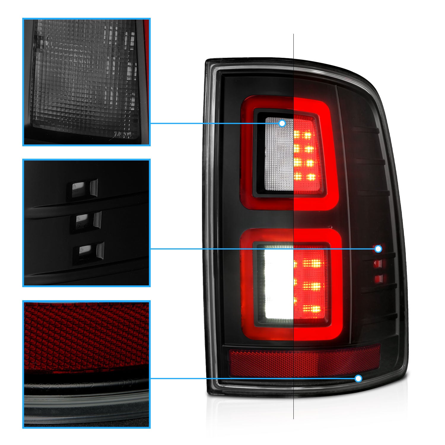DODGE RAM 09-17 LED TAIL LIGHTS ALL SMOKE (FOR BULB VERSION ONLY)