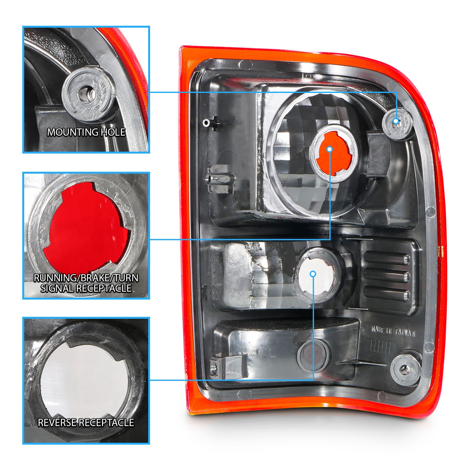 FORD RANGER 01-11 TAIL LIGHTS RED/CLEAR (05-07:W/O STX MODEL)  (OE REPLACEMENT)