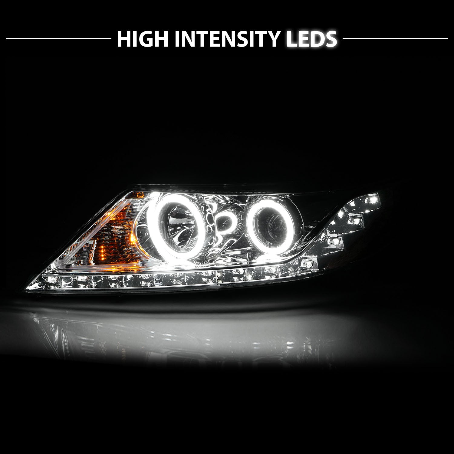 KIA SORENTO 2011 PROJECTOR HEADLIGHTS HALO CHROME CLEAR AMBER (RX HALO)