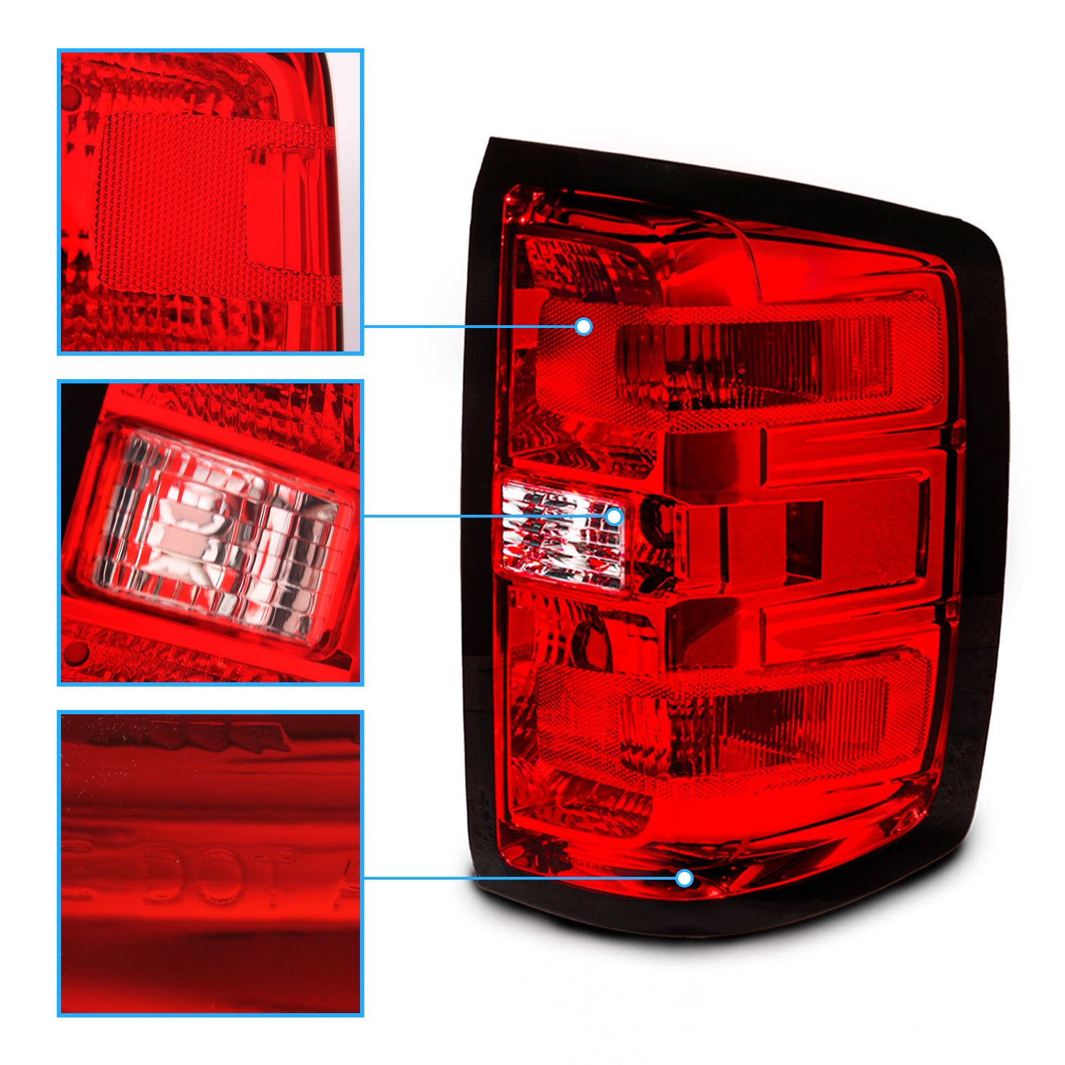 CHEVY SILVERADO 14-17 TAIL LIGHTS RED/CLEAR LENS (OE STYLE) (W/O WIRE)