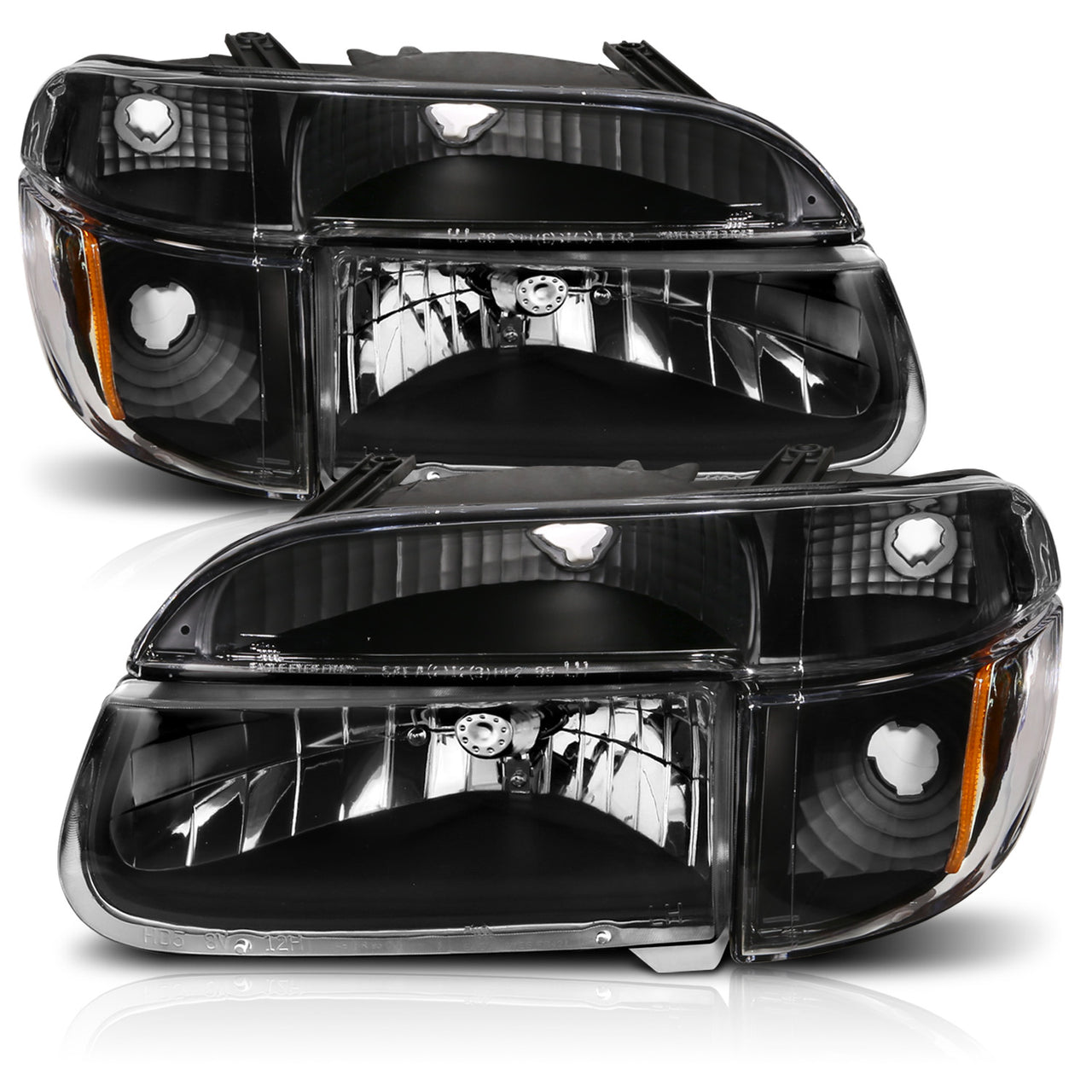 FORD EXPLORER 95-01 CRYSTAL HEADLIGHTS BLACK AMBER