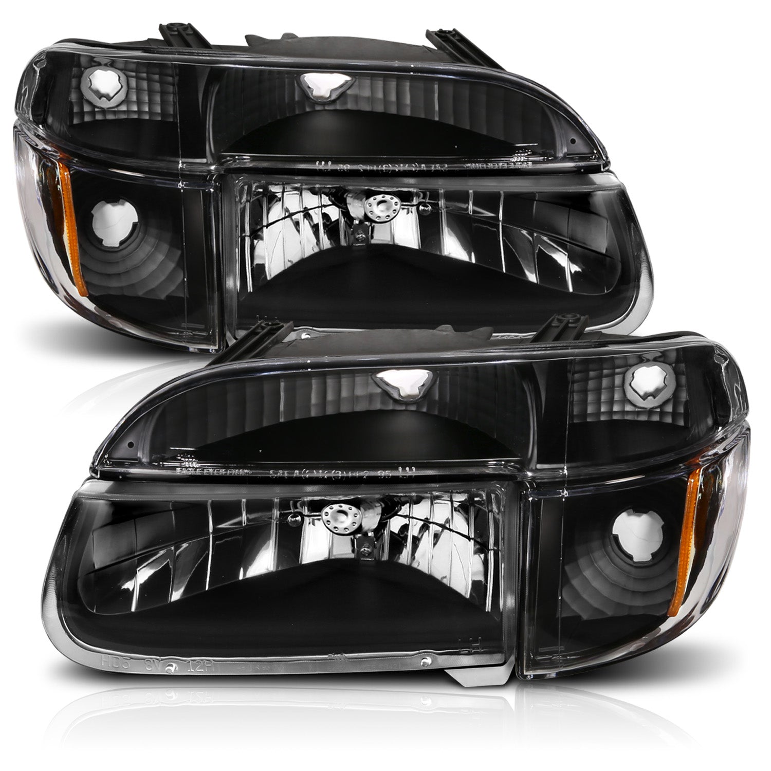 FORD EXPLORER 95-01 CRYSTAL HEADLIGHTS BLACK AMBER