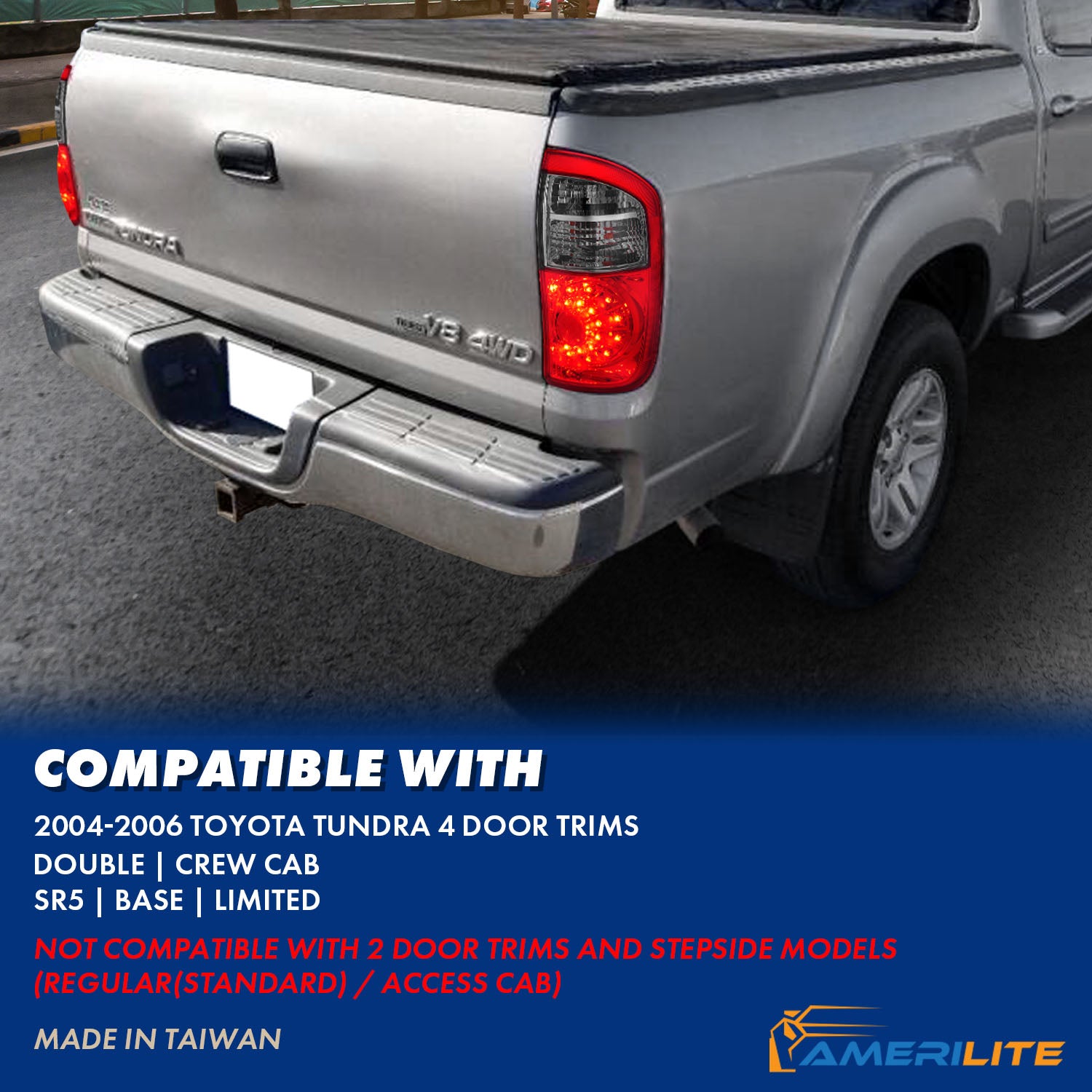 TOYOTA TUNDRA 00-06 LED TAIL LIGHTS RED/SMOKE (DOUBLE CAB ONLY/DOES NOT FIT STEPSIDE)