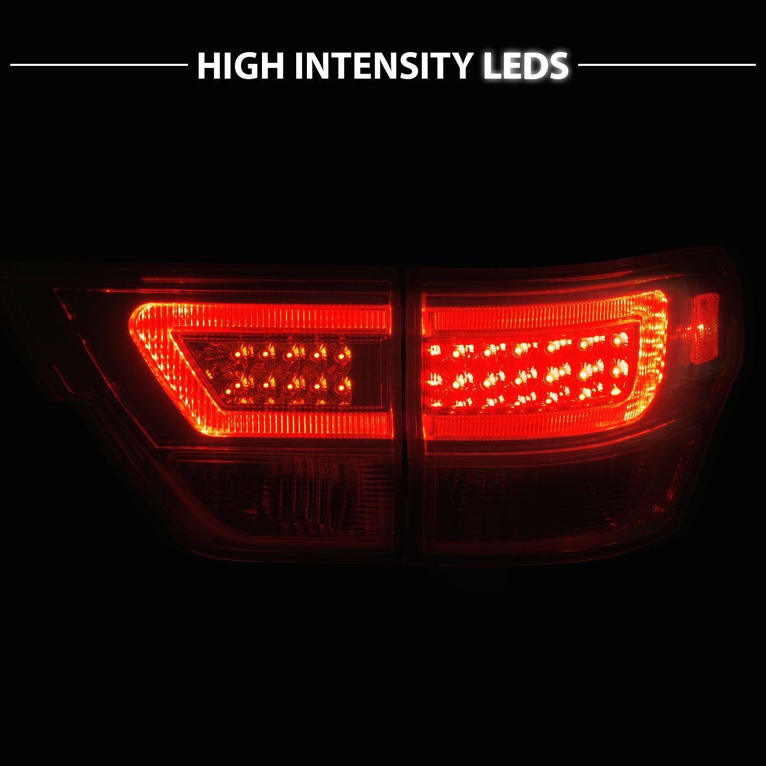 JEEP GRAND CHEROKEE 11-13 LED TAIL LIGHTS 4PCS CHROME HOUSING CLEAR LENS W/ C LIGHT BAR