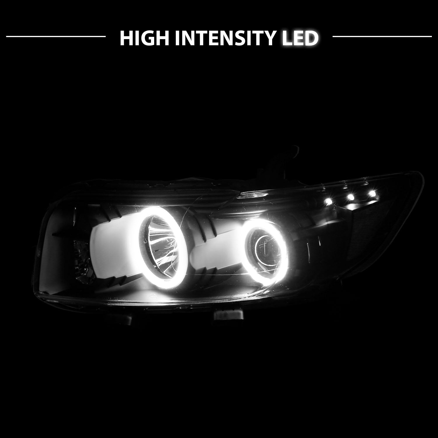 SCION XB 08-10 PROJECTOR HEADLIGHTS HALO W/O CCFL BAR BLACK AMBER (RX HALO)