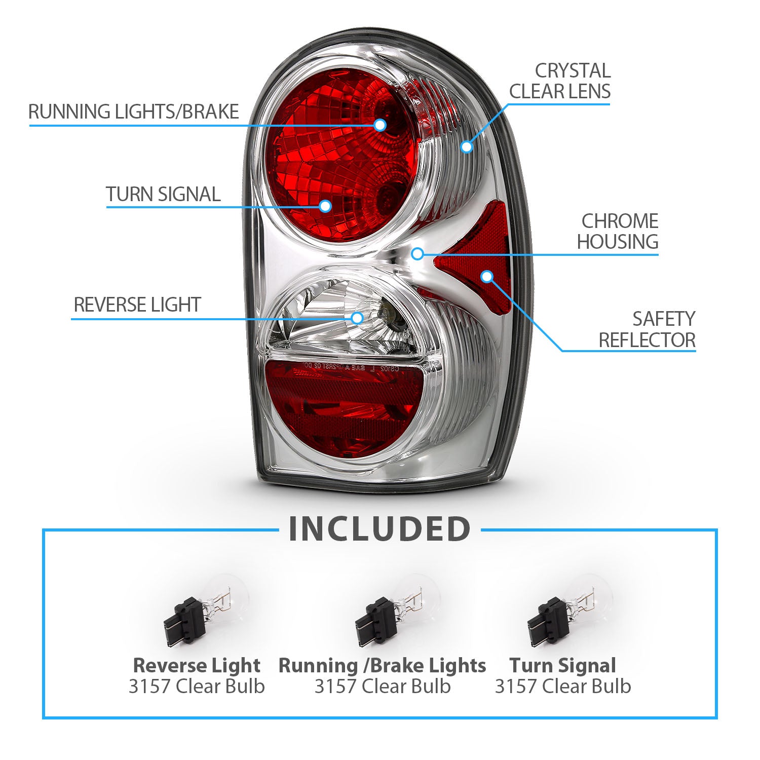 JEEP LIBERTY 02-05 TAIL LIGHTS CHROME