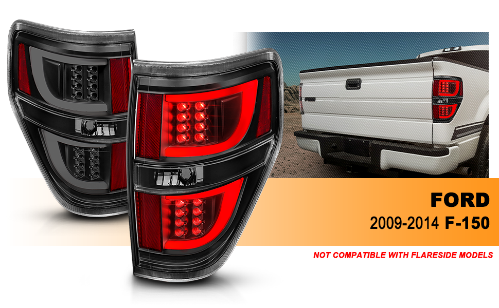 FORD F-150 09-13 LED TAIL LIGHTS G2 BLACK