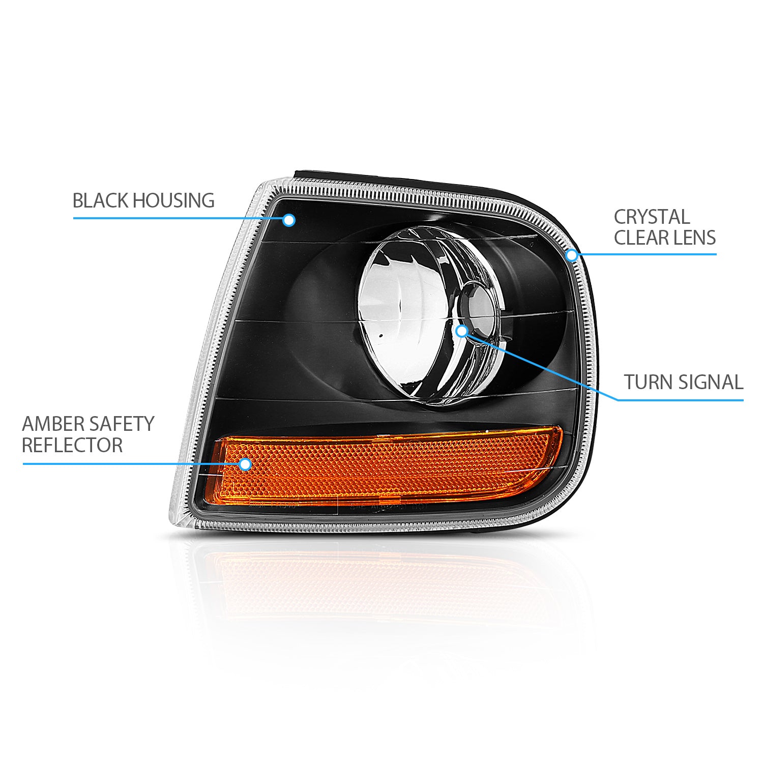 FORD EXPEDITION/F-150 97-03 CORNER LIGHTS EURO BLACK AMBER (HARLEY-DAVIDSON)