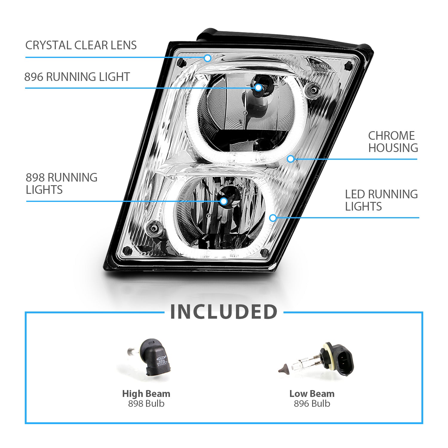 VOLVO VN/VNL SERIES 04-15 FOG LIGHT U BAR STYLE H.L CHORME