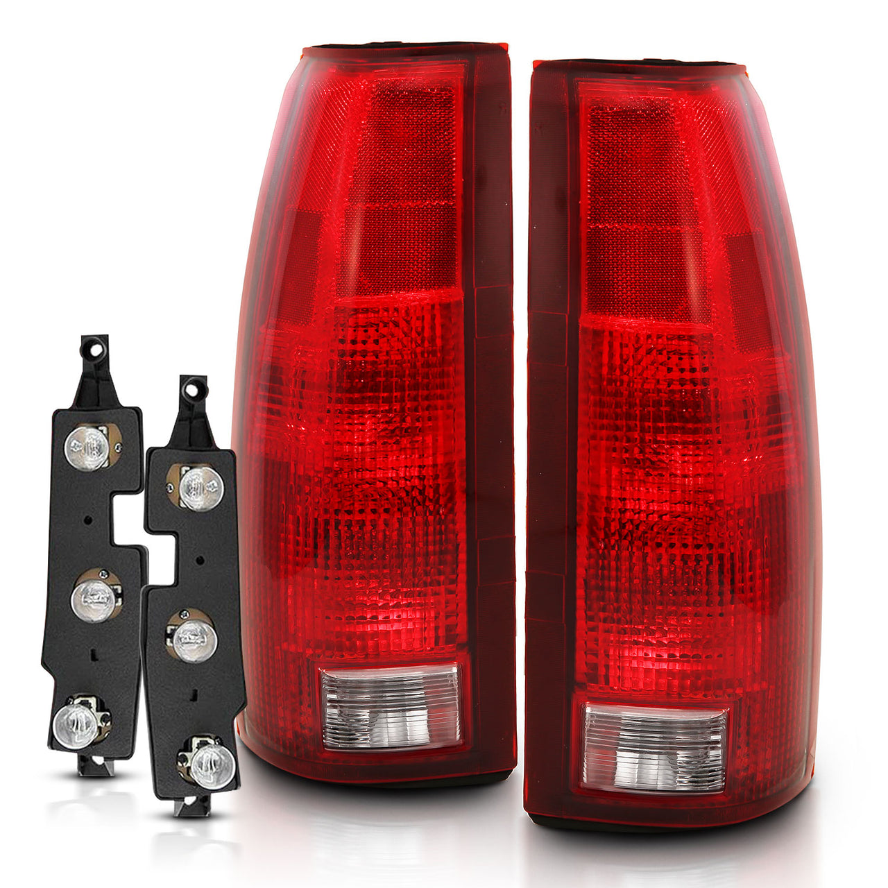 CHEVY BLAZER/TAHOE GMC YUKON/SIERRA 92-00 CHEVY SUBURBAN 92-99/ CHEVY C10 K10 88-02 TAILIGHTS CHROME W/ CONNECTOR CIRCUIT BOARD BULBS (OE REPLACEMENT)