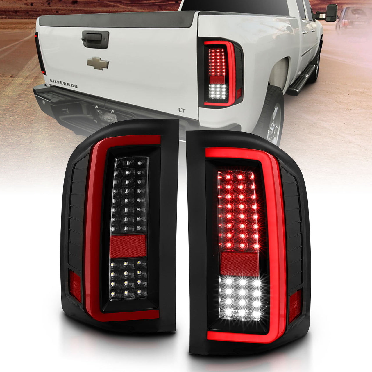 CHEVY SILVERADO 1500/2500/3500 07-10/HYBRID 09/GMC SIERRA 07-09 LED TAIL LIGHTS G2 BLACK