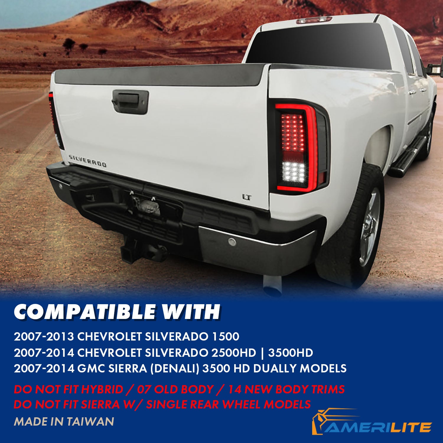 CHEVY SILVERADO 1500/2500/3500 07-10/HYBRID 09/GMC SIERRA 07-09 LED TAIL LIGHTS G2 RED/SMOKE