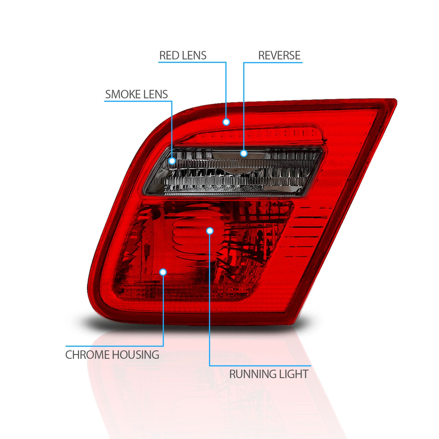 BMW 3 SERIES E46 99-01 2DR INNER TAIL LIGHTS RED/SMOKE
