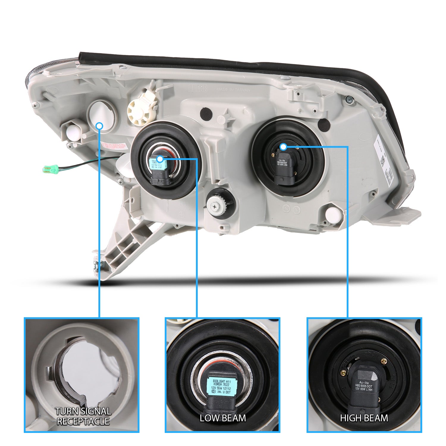 TOYOTA 4 RUNNER 06-09 PROJECTOR HEADLIGHTS PLANK STYLE BLACK