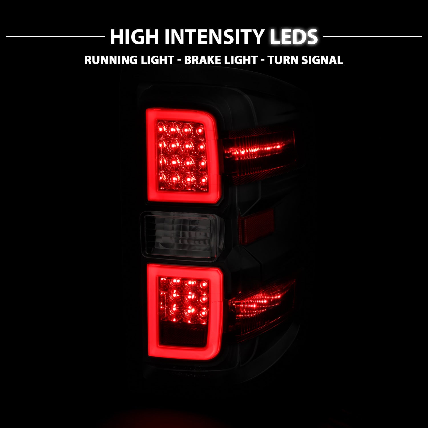 CHEVY SILVERADO 14-17 LED TAIL LIGHTS G4 BLACK HOUSING CLEAR LENS