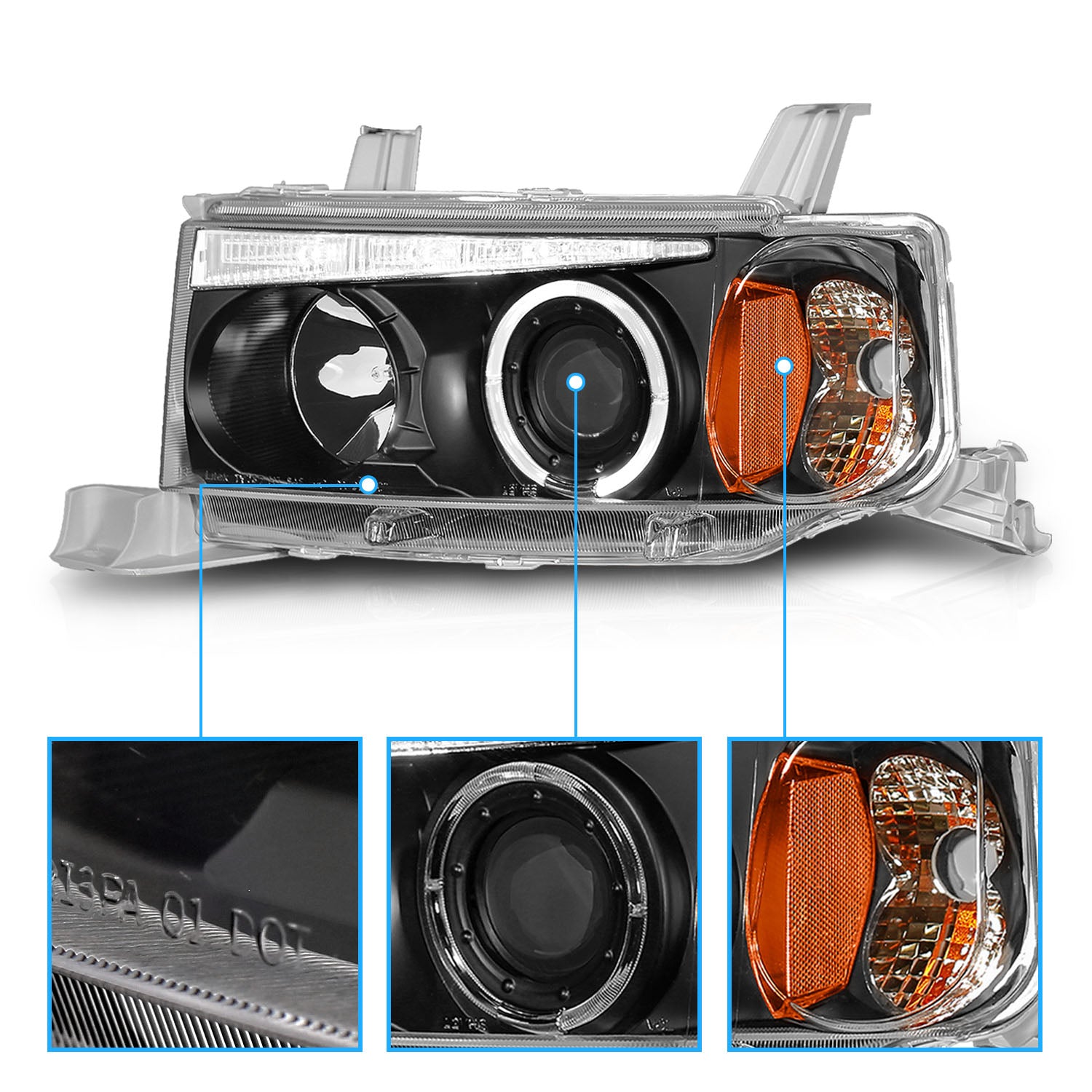 SCION XB 04-06 PROJECTOR HEADLIGHTS G2 HALO BLACK CLEAR AMBER
