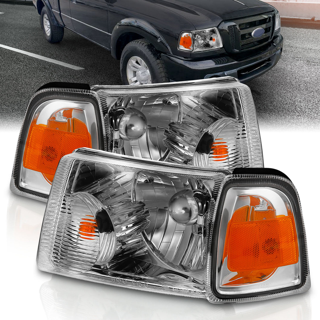 FORD RANGER 01-11 H.L CHROME W/ CORNER LIGHTS(OE REPLACEMENT)
