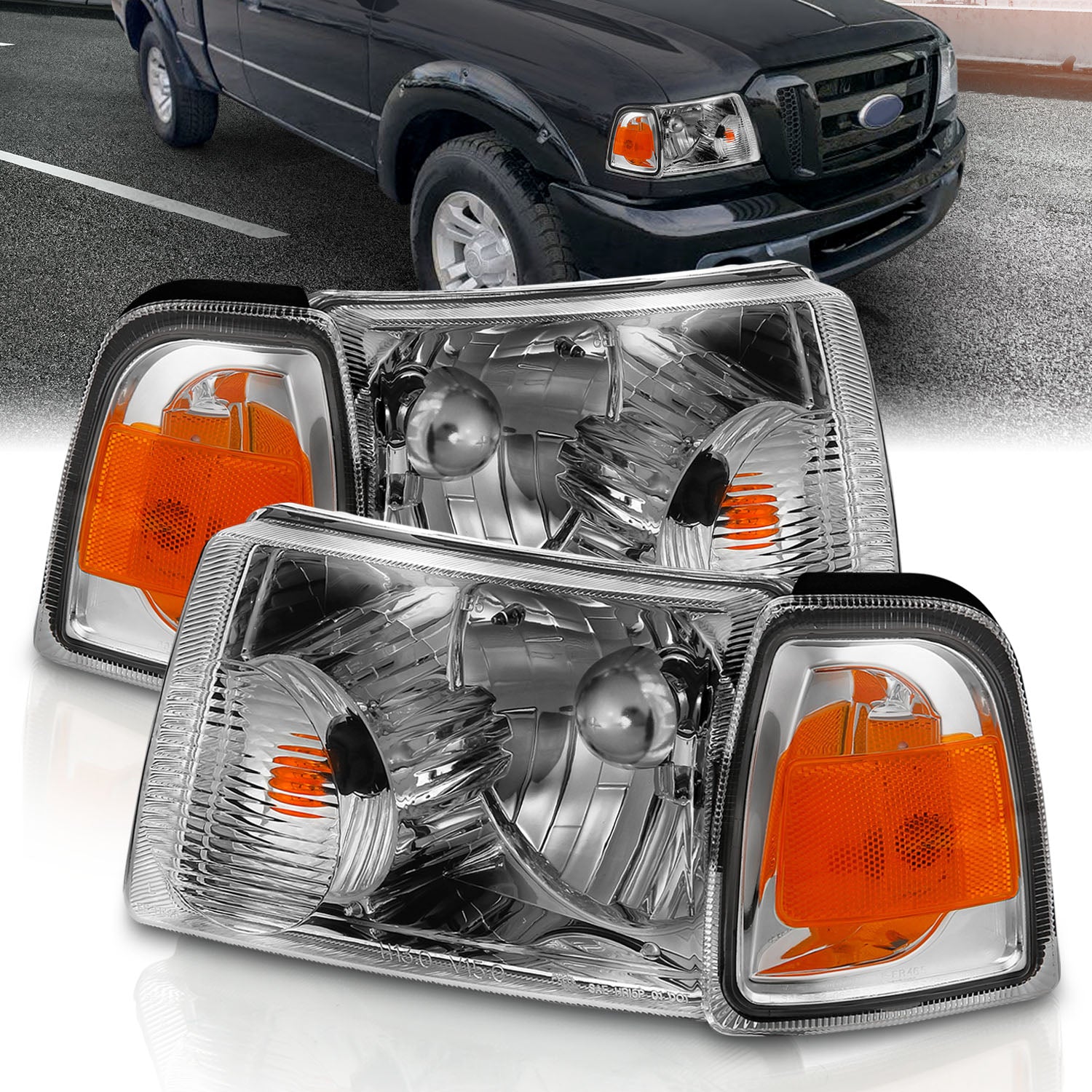 FORD RANGER 01-11 H.L CHROME W/ CORNER LIGHTS(OE REPLACEMENT)