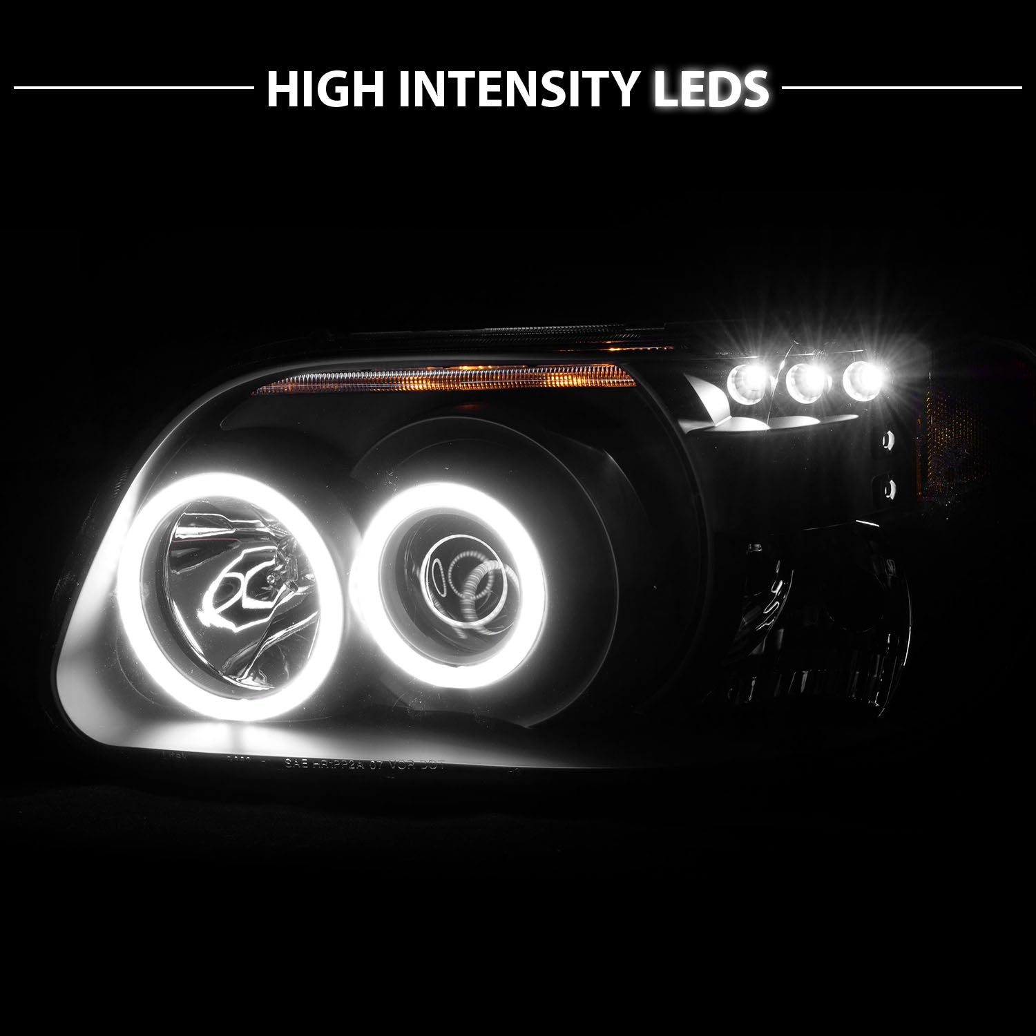 FORD EXPLORER 95-01 PROJECTOR HEADLIGHTS 1PC BLACK CLEAR AMBER (RX HALO)