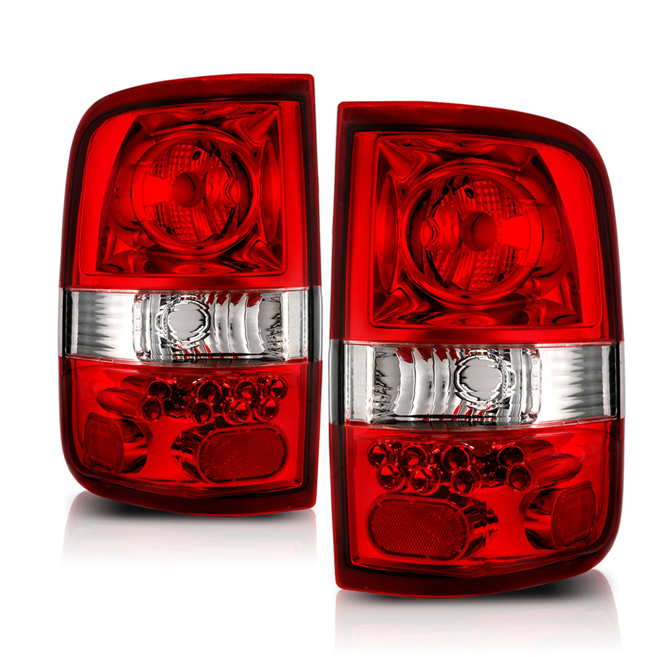 FORD F-150 04-06 TAIL LIGHTS RED/CLEAR (LED STYLE)