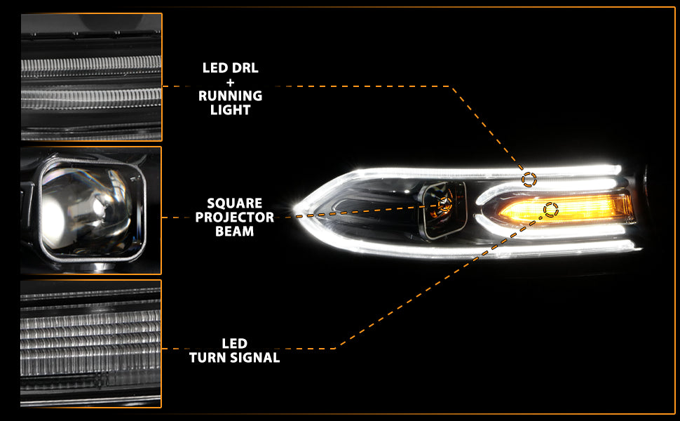 DODGE CHARGER 15-22 PROJECTOR LIGHT BAR STYLE HEADLIGHTS BLACK CLEAR