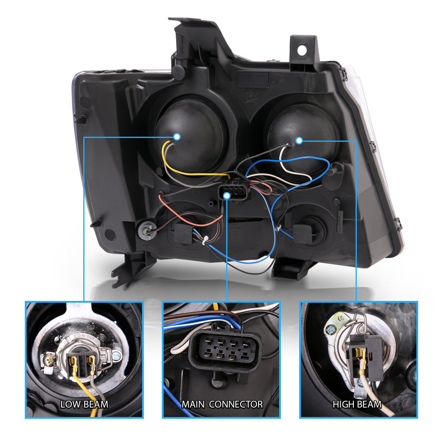 CHEVY TAHOE/SUBURBAN/AVALANCHE 07 PROJECTOR HEADLIGHTS G2 CHROME CLEAR AMBER