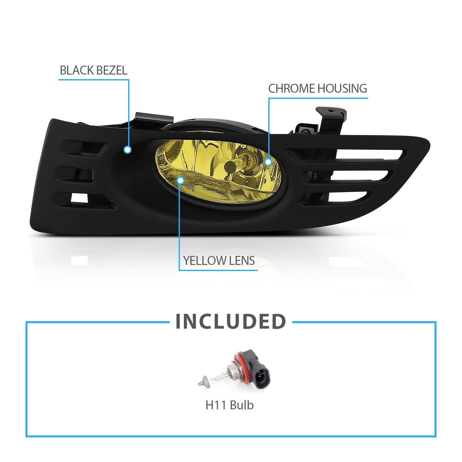 HONDA ACCORD 03-05 2-DR FOG LIGHTS WITH WIRING KITS AND SWITCH (YELLOW)