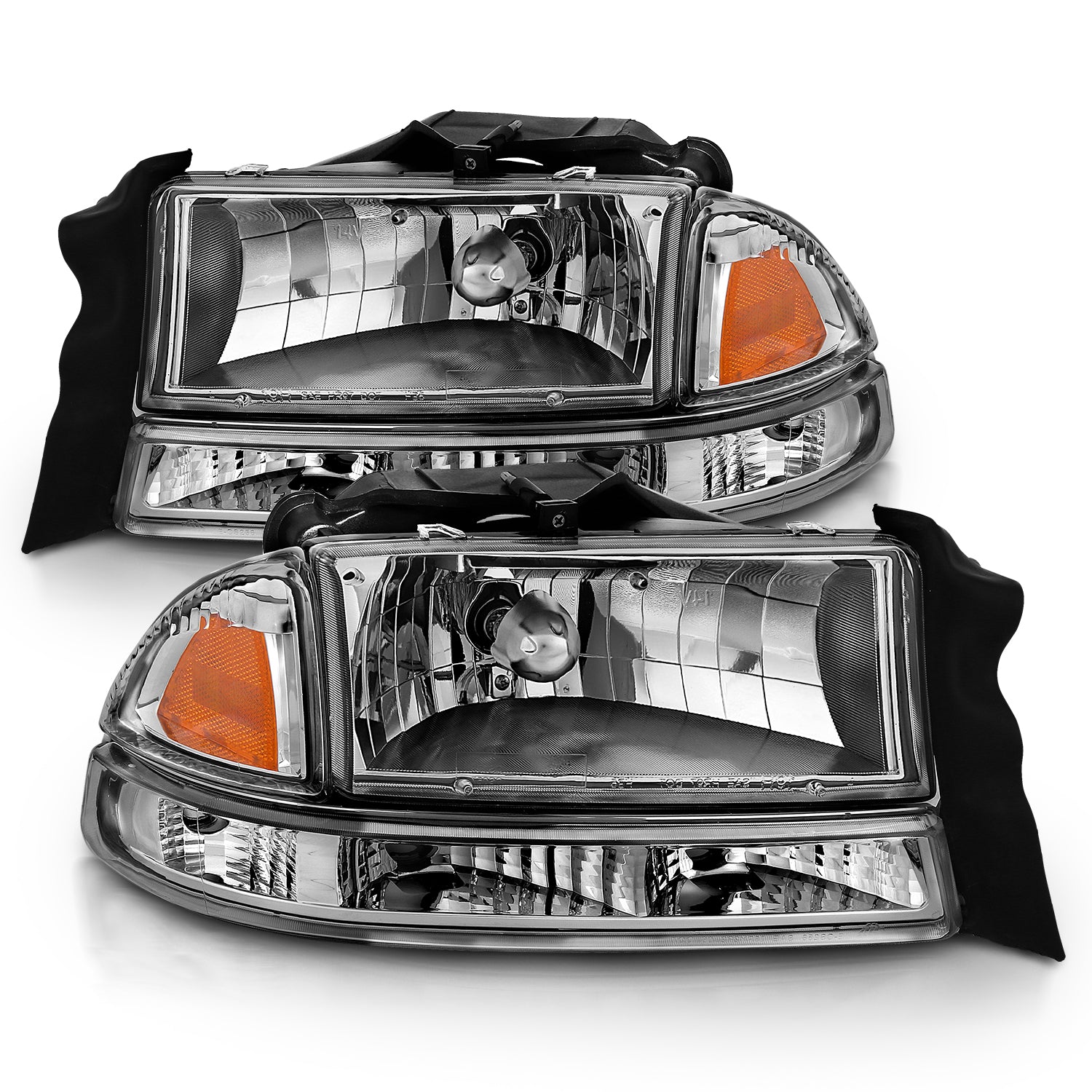 DODGE DAKOTA/DURANGO 97-04/98-03 HEADLIGHTS SET CRYSTAL AMBER