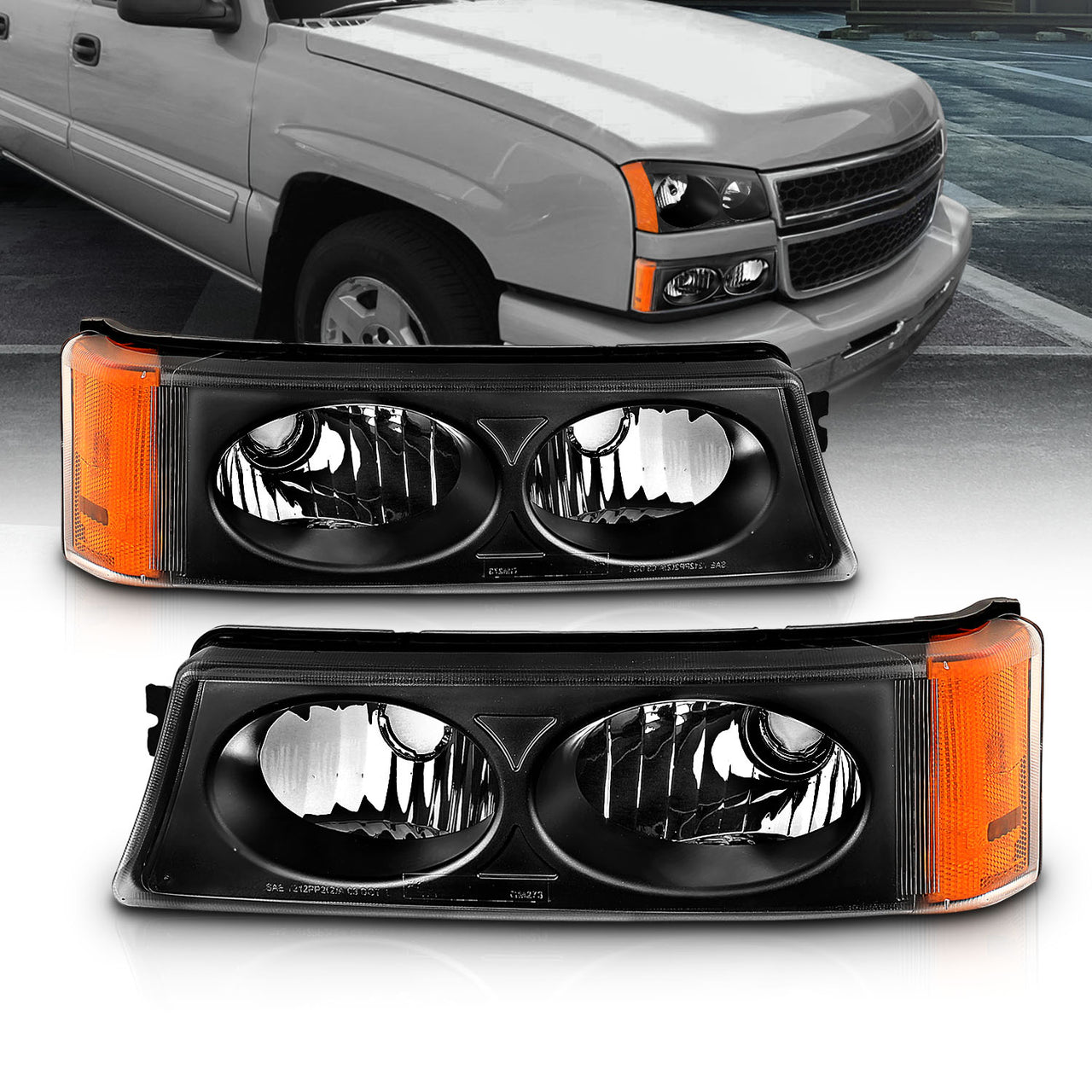 CHEVY SILVERADO 03-06 SIGNAL LIGHTS CRYSTAL BLACK AMBER