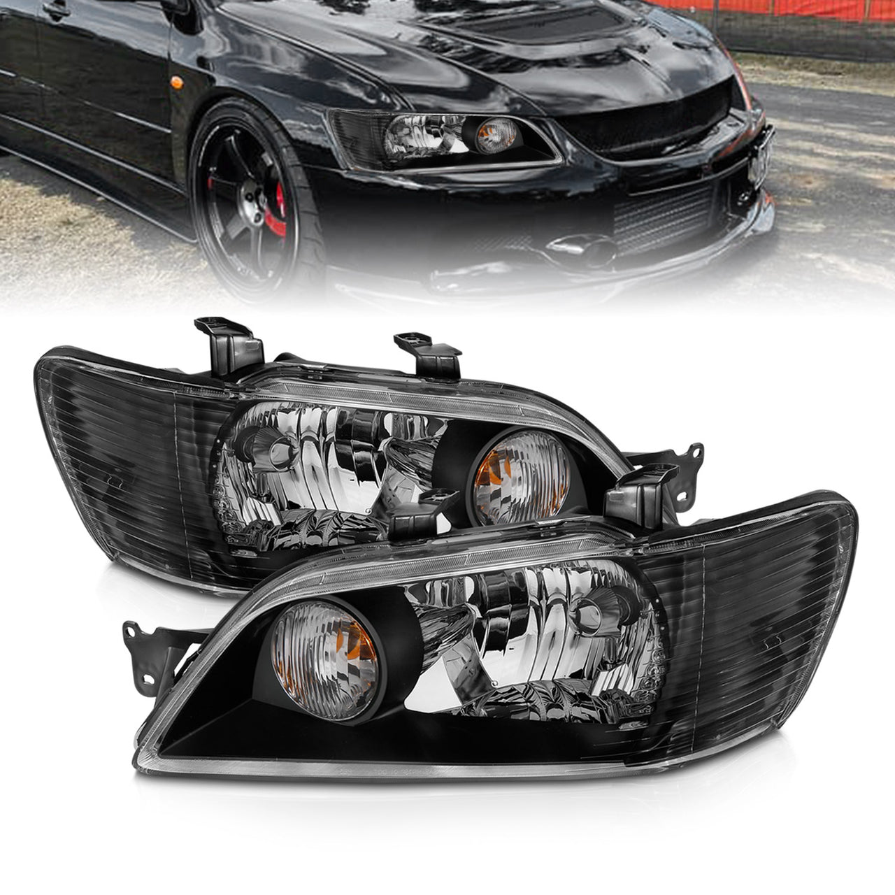 MITSUBISHI LANCER 02-03 HEADLIGHTS BLACK