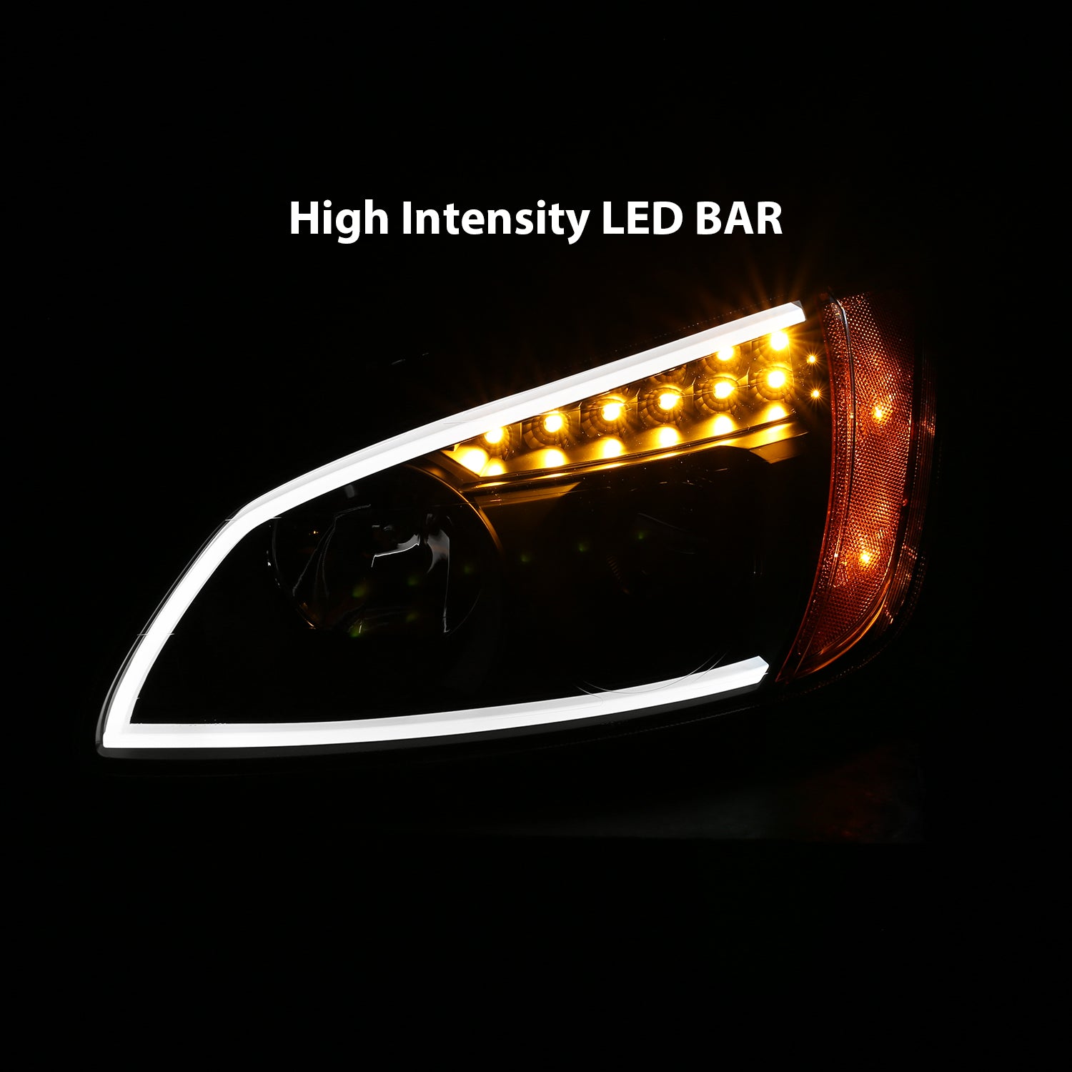 Kenworth T660 08 UP  PROJECTOR PLANK STYLE H.L BLACK AMBER REFLECTOR