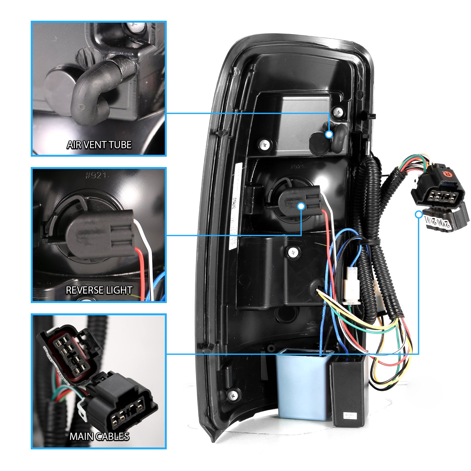 CHEVY TAHOE/SUBURBAN/GMC DENALI 00-06 LED TAIL LIGHTS CLEAR LENS BLACK HOUSING