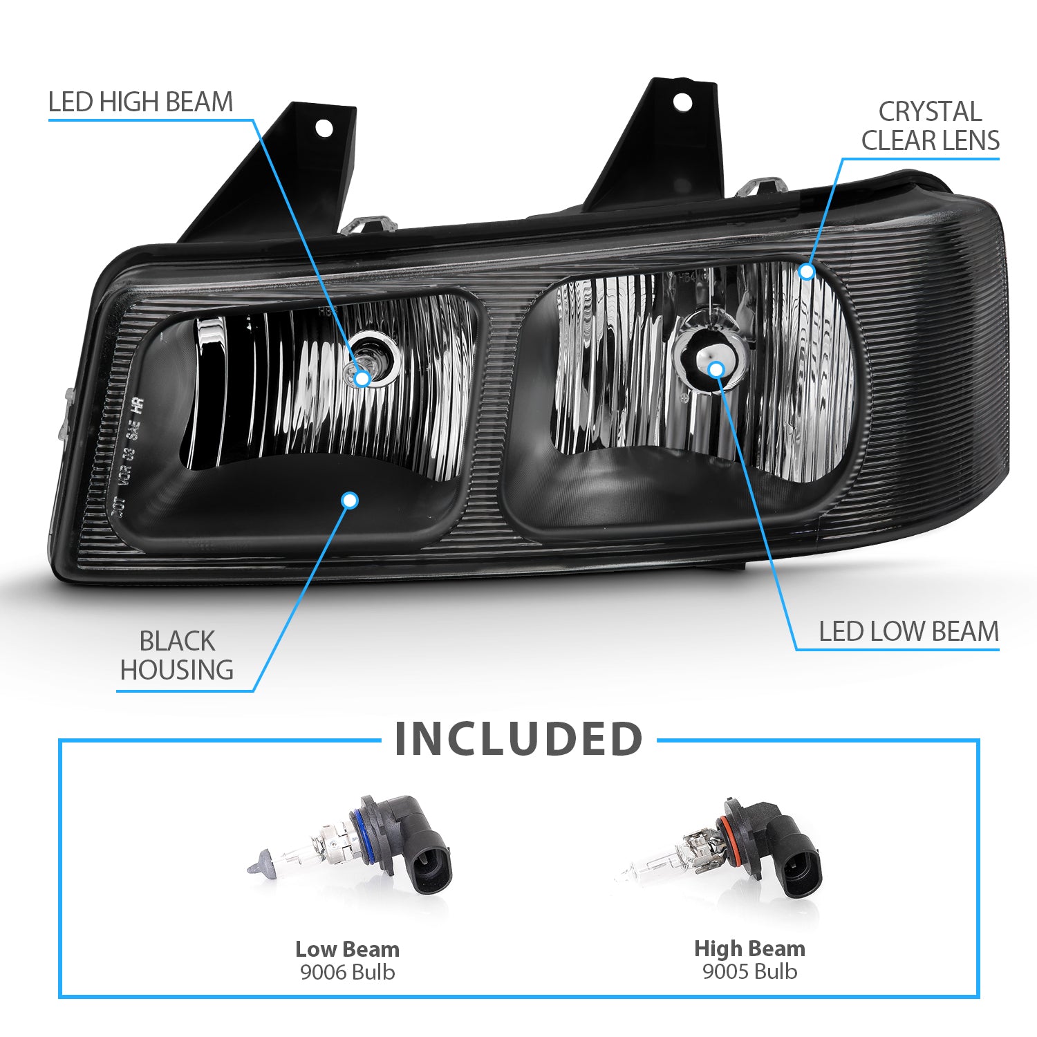 CHEVY EXPRESS/GMC SAVANA 03-17 HEADLIGHTS BLACK
