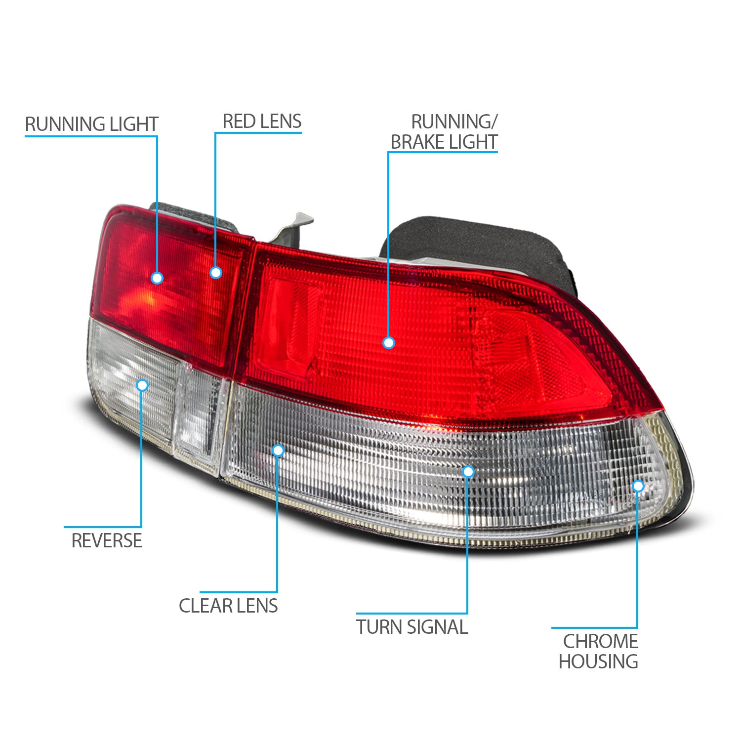 HONDA CIVIC 96-00 2DR TAIL LIGHTS RED/CLEAR (4 PCS) (OEM)
