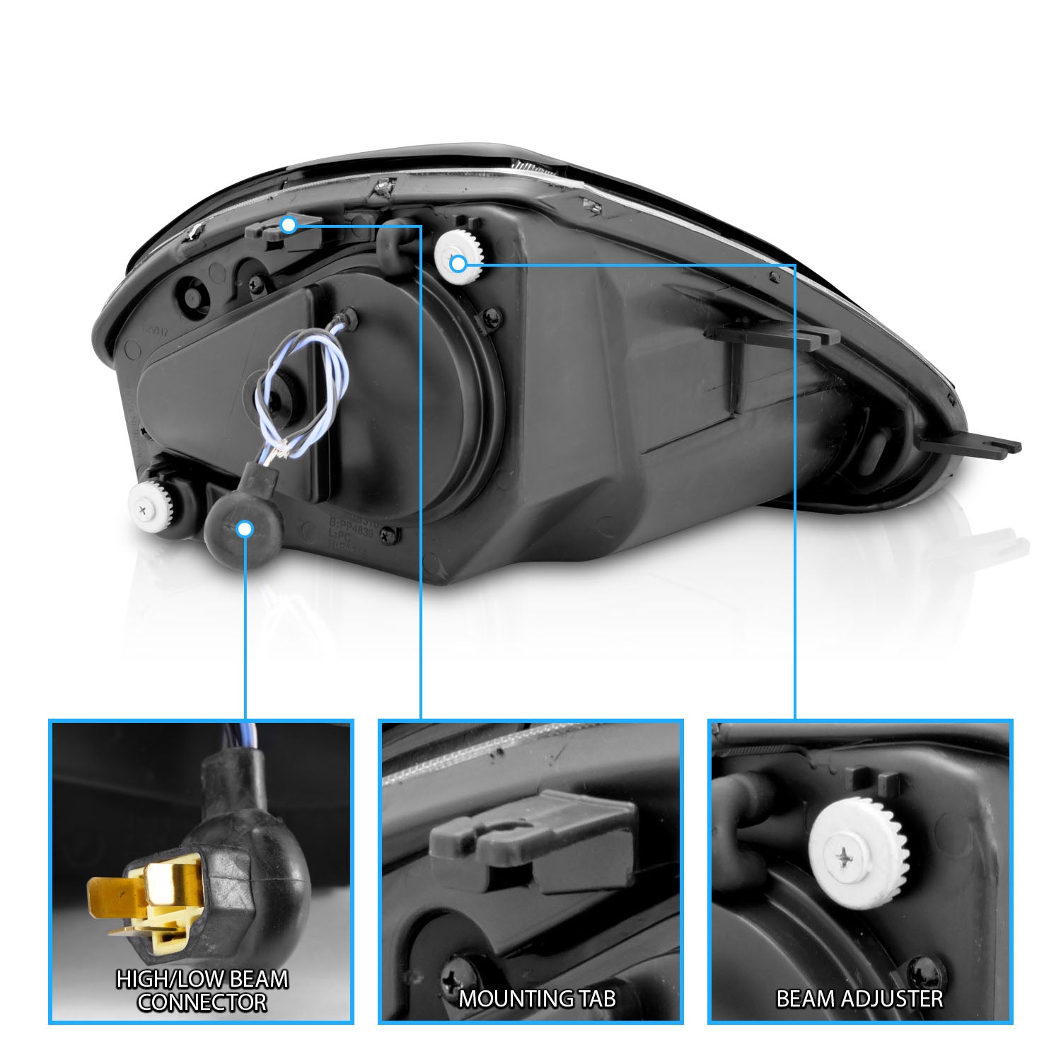 MITSUBISHI ECLIPSE 00-05 PROJECTOR HEADLIGHTS TWO HALO BLACK CLEAR
