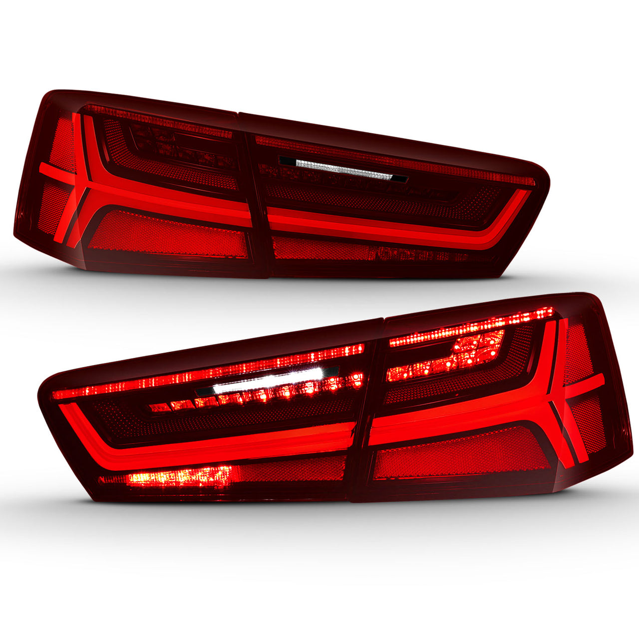 AUDI A6/S6 12-15  LED TAIL LIGHTS BLACK HOUSING RED/CLEAR LENS 4 PCS (SEQUENTIAL SIGNAL)