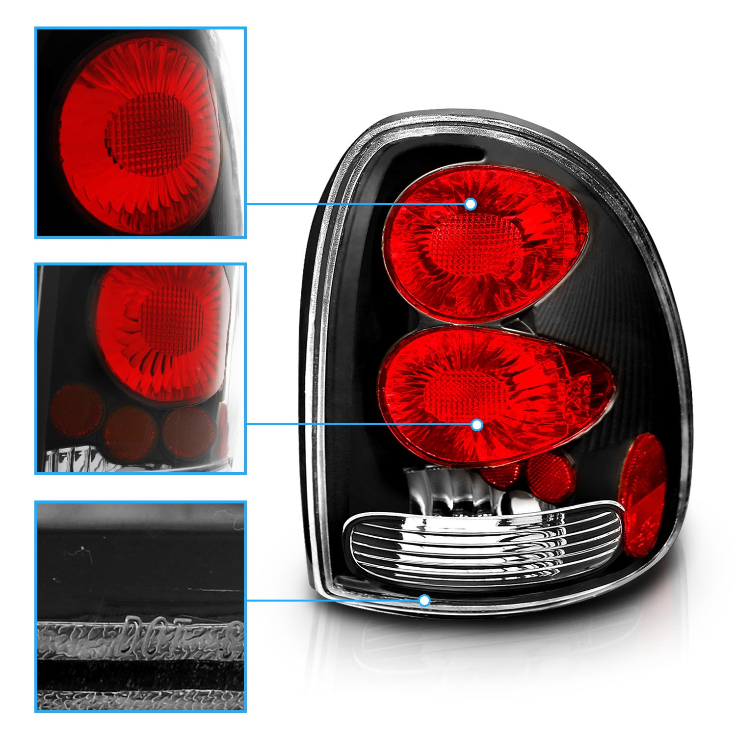 DODGE CARAVAN 96-00 TAIL LIGHTS BLACK