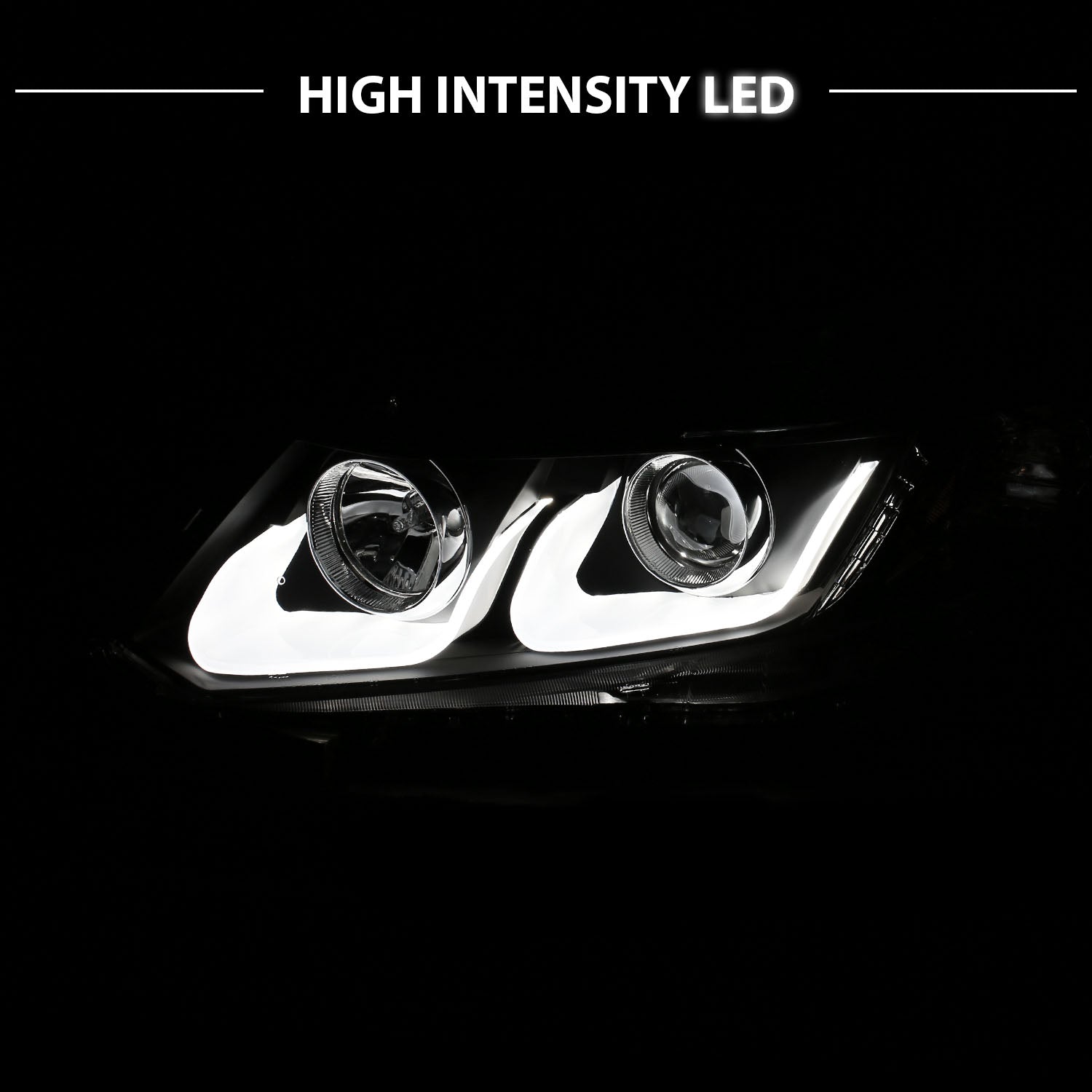 HONDA CIVIC 12-13 2/4DR PROJECTOR U-BAR STYLE HEADLIGHTS BLACK CLEAR AMBER