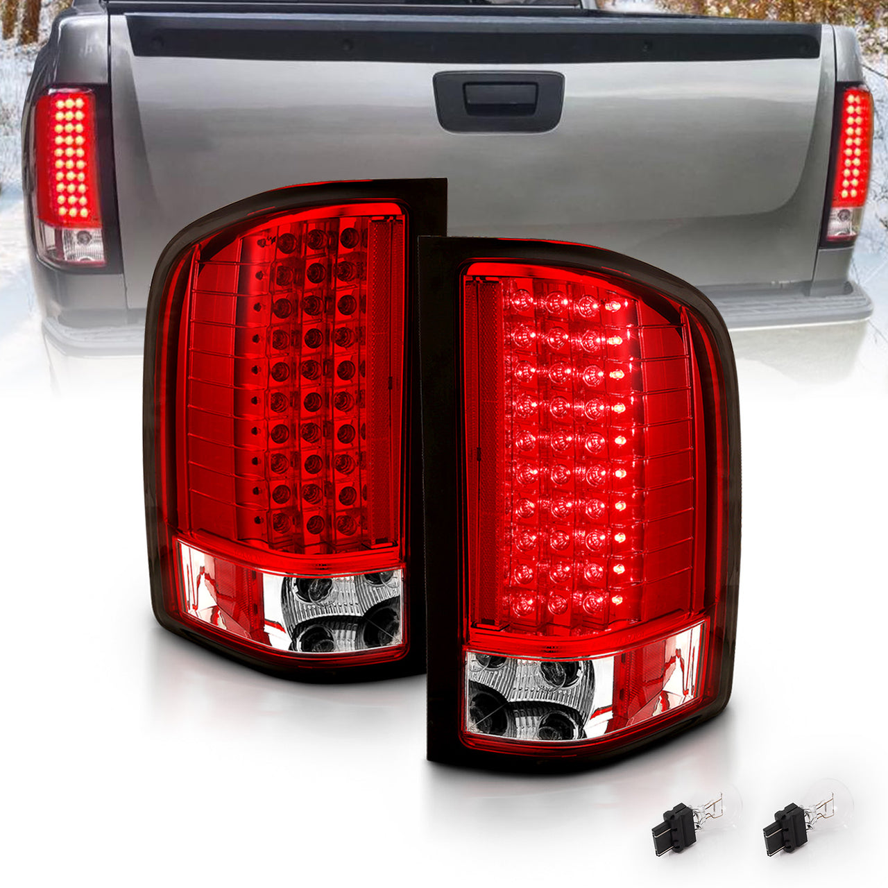 CHEVY SILVERADO 1500 07-13/2500HD/3500HD 07-14 LED TAIL LIGHTS RED/CLEAR