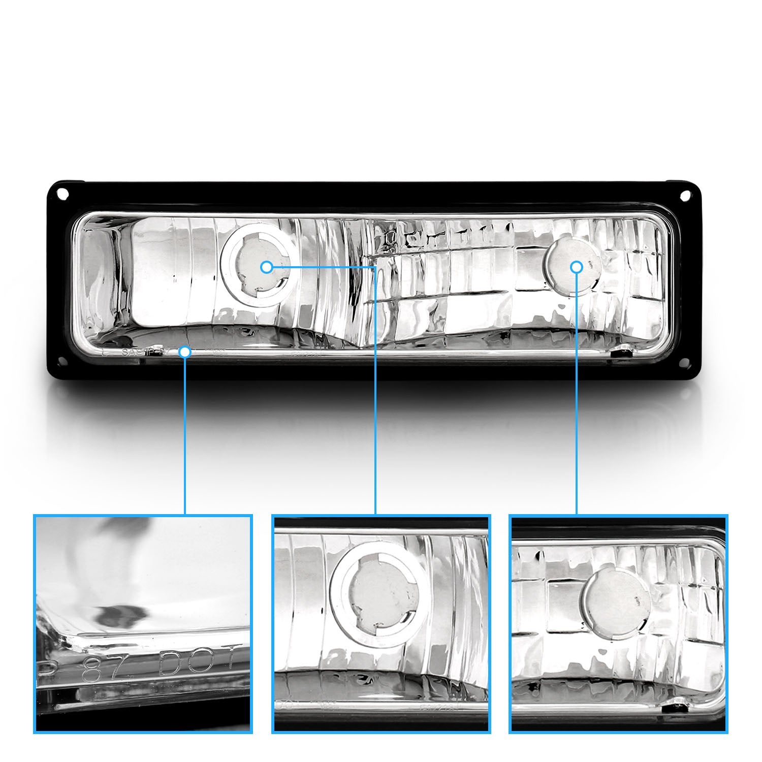 CHEVY FULLSIZE 88-98 PARKING/SIGNAL LIGHTS BLACK FRAME