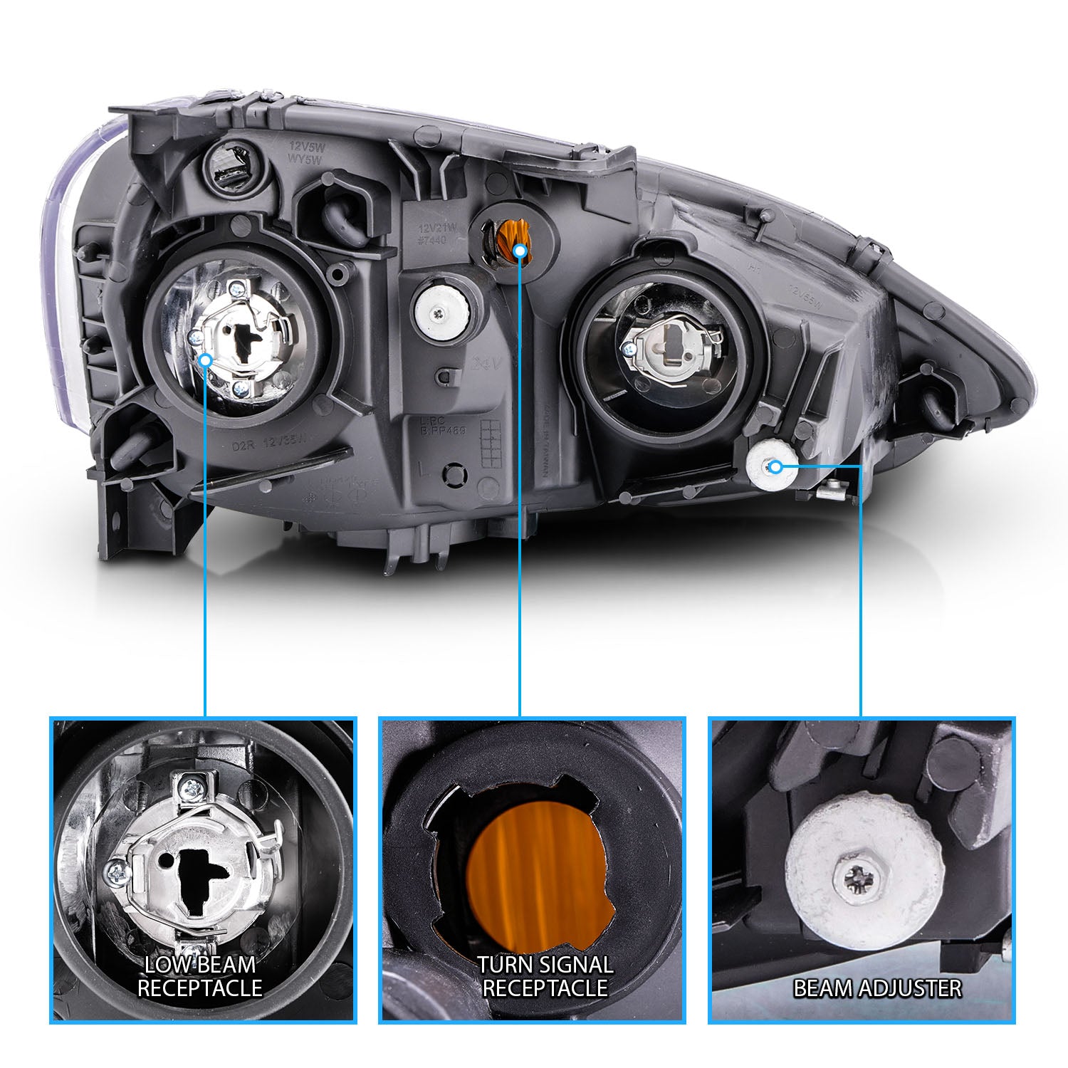 ACURA RSX 02-04 HEADLIGHTS BLACK AMBER