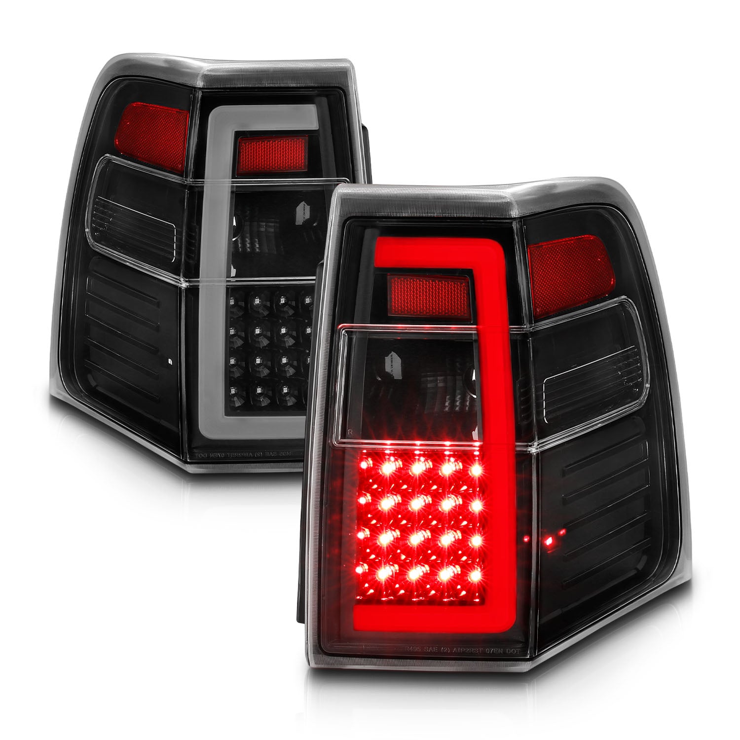FORD EXPEDITION 07-17 LED TAIL LIGHTS BLACK HOUSING CLEAR LENS (SEQUENTIAL SIGNAL) W/ C-LIGHT BAR